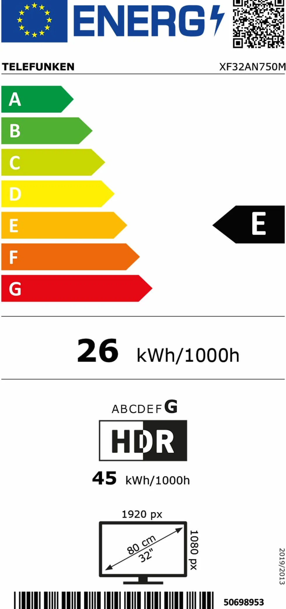 Telefunken Telewizor z systemem Android 32" (Full HD Smart TV, Dolby Vision HDR, potrójny tuner, Bluetooth) XF32AN750M