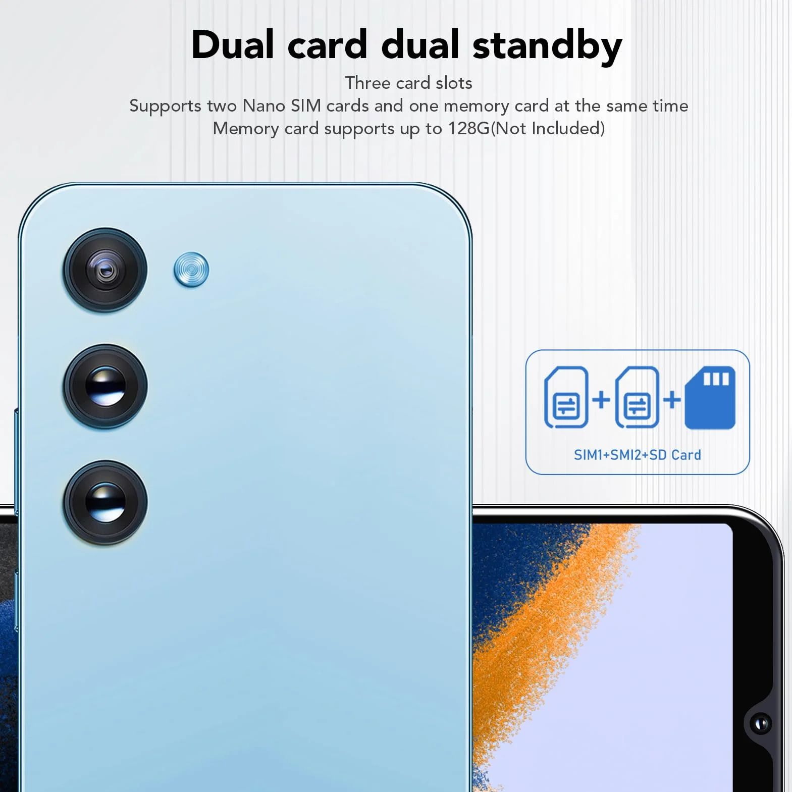 Odblokowany Telefon Komórkowy, 3800 MAh, 5,0-calowy Ekran HD, 100–240 V, Dual SIM, Podwójny Tryb Gotowości, Smartfon z Przodu 2 MP z Tyłu 5 MP do Codziennego Użytku (BLUE)