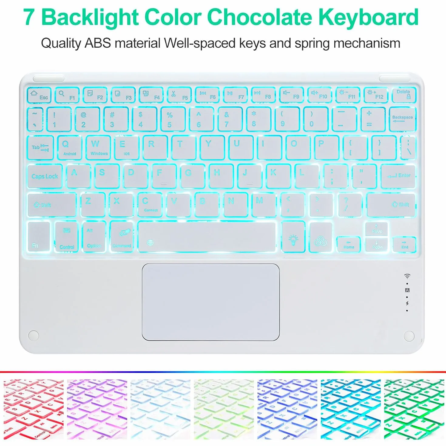 Keyboard Case for Samsung Galaxy Tab S9 FE 10,9 Cala/S9 2023/S8 2022/S7 2020 11 Cali, Z Touchpadem, Odłączana Bezprzewodowa, 7-Kolorowa Podświetlana Klawiatura Z Uchwytem Na Pióro S,Pink