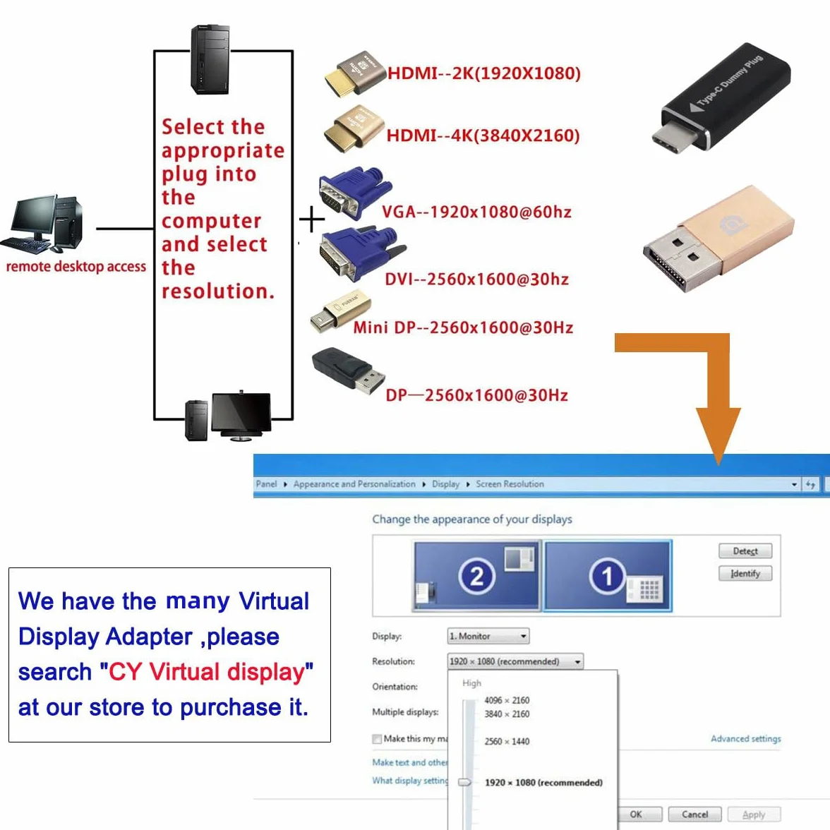 CY Adapter 4K przy 60 Hz DP wirtualny wyświetlacz Displayport aktywny adapter atrapa wtyczka bez głowy emulator ducha 1080p przy 120Hz