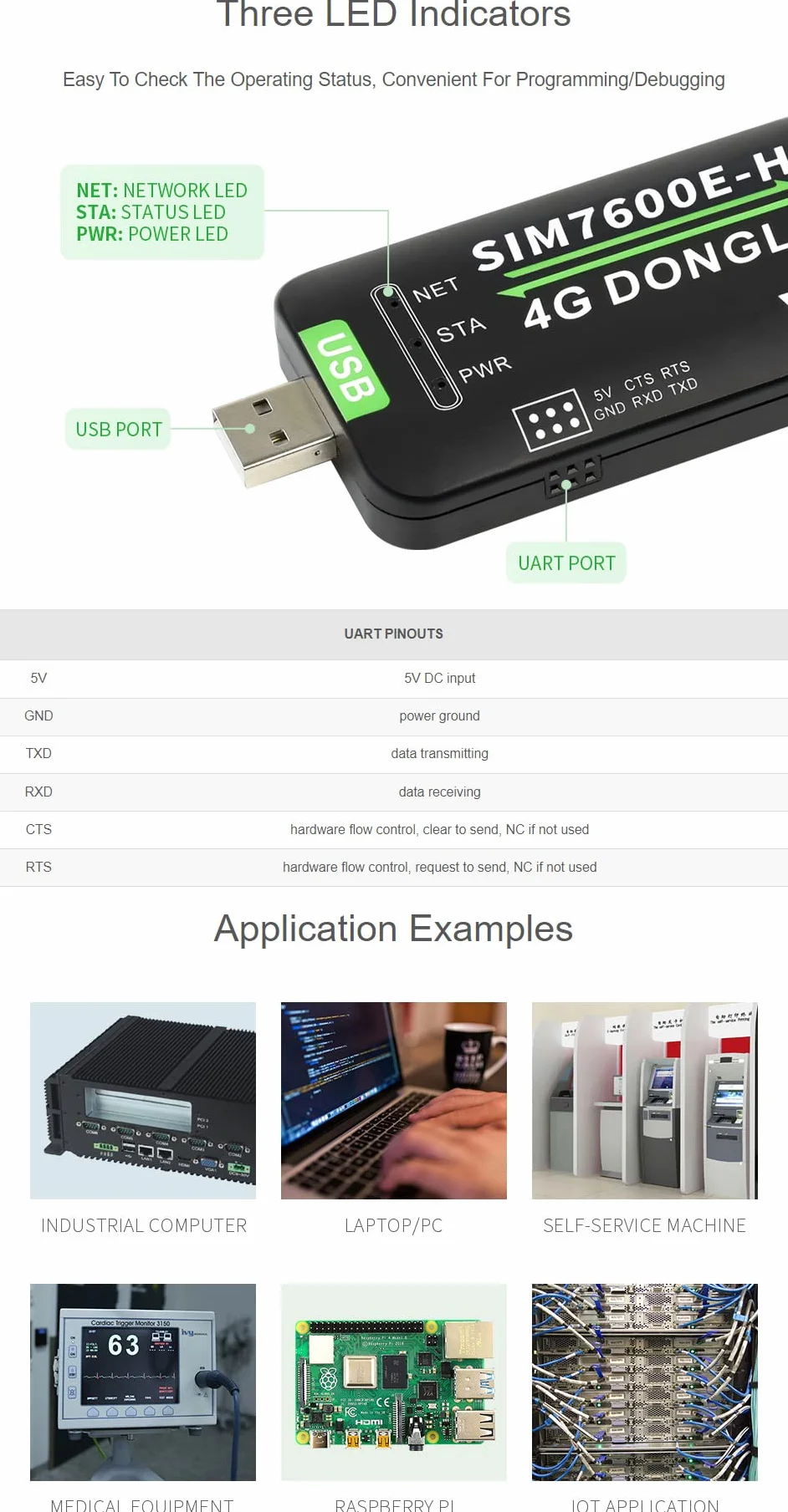 Waveshare SIM7600E-H 4G DONGLE With Antenna for Industrial Grade 4G Communication And GNSS Positioning Peripheral