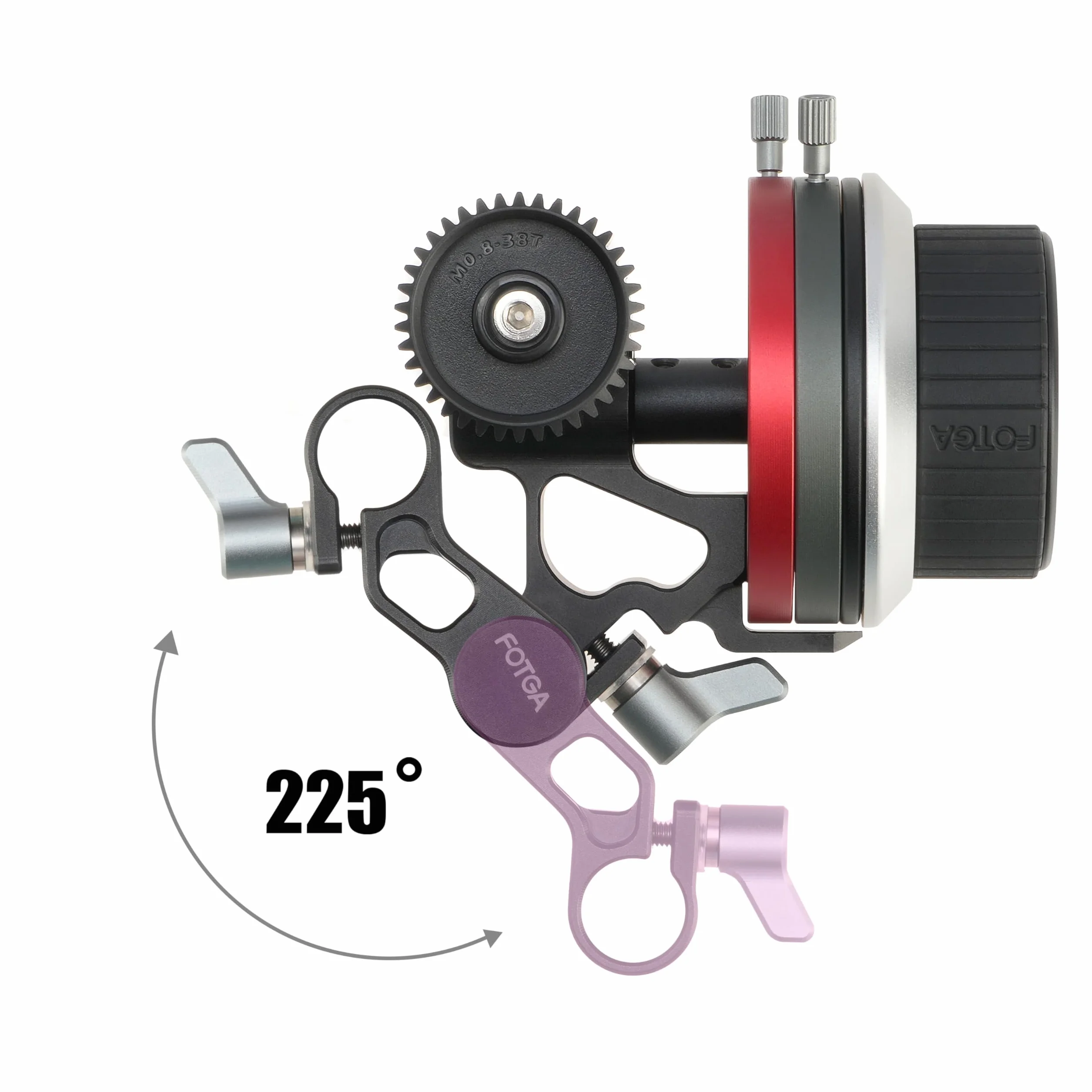 FOTGA Mini Follow Focus z ogranicznikami A/B i zaciskiem pręta 15 mm, pasek pierścienia zębatego i zestaw ramienia przedłużającego do lustrzanek cyfrowych/aparatu bezlusterkowego, zestawu klatek na