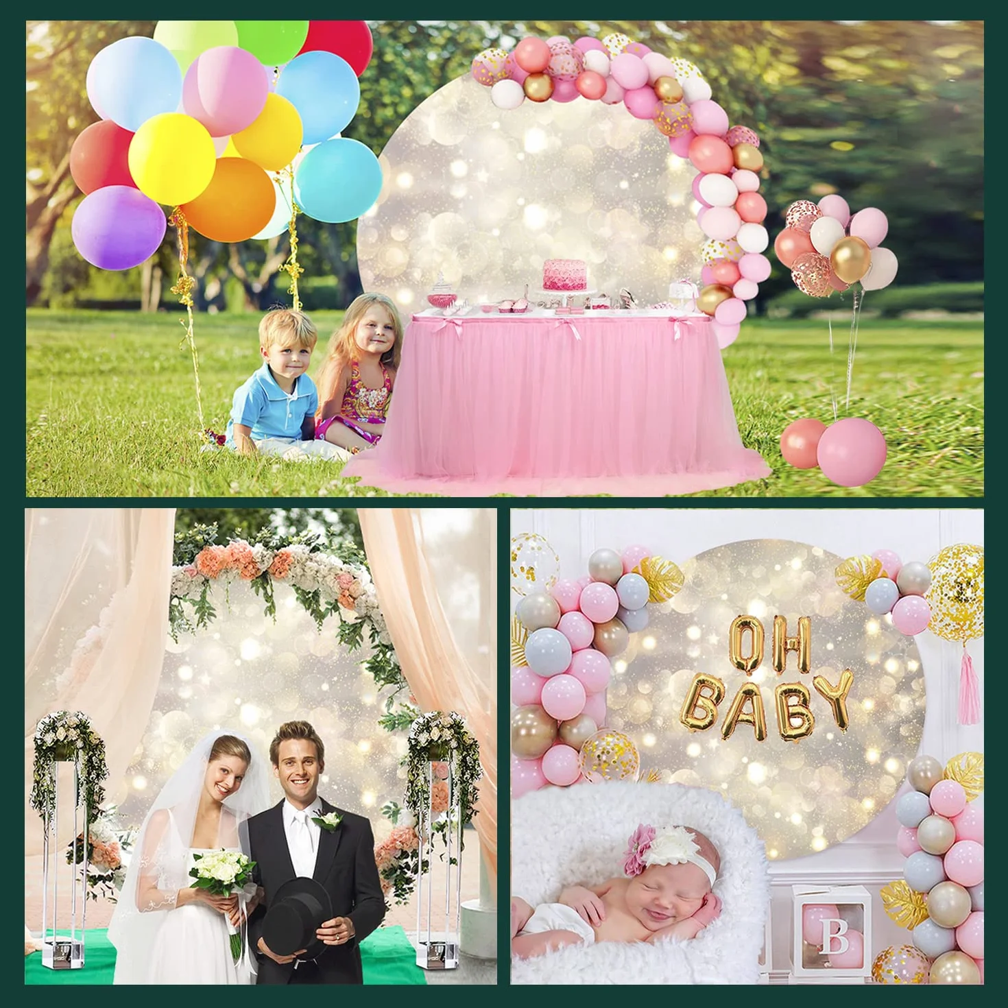 Średnica 2,3 m jednorożec rzęsy przyjęcie urodzinowe okrągłe tło, luksusowe srebrne kapanie impreza dziewczyna baby shower słodkie 16 tło fotograficzne, moda rzęsy makijaż dziewczyny spa rekwizyty na imprezę