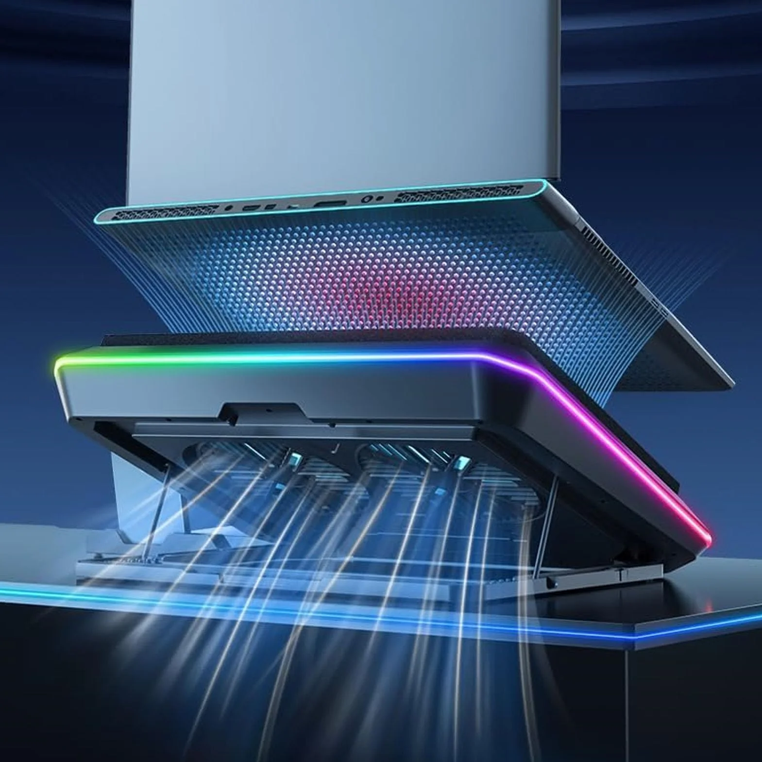 Generic Szybka Podkładka Chłodząca do Laptopa RGB z Podwójnymi Wentylatorami Chłodnica 15,6–19 Cali dla Graczy i Pracowników Biurowych Konstrukcja ABS