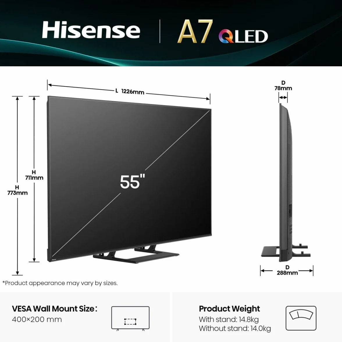 Smart TV Hisense 55A7Q 4K Ultra HD 55" LED HDR D-LED