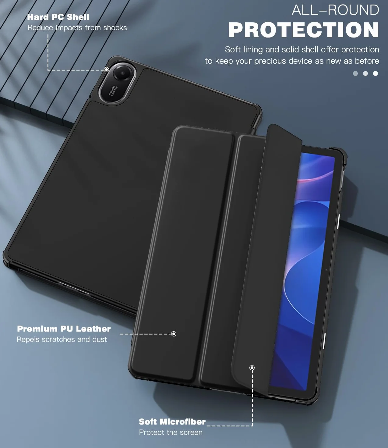 TiMOVO Etui na Xiaomi Redmi Pad 2 2025, smukła, podstawka, twarda obudowa ochronna, czarny