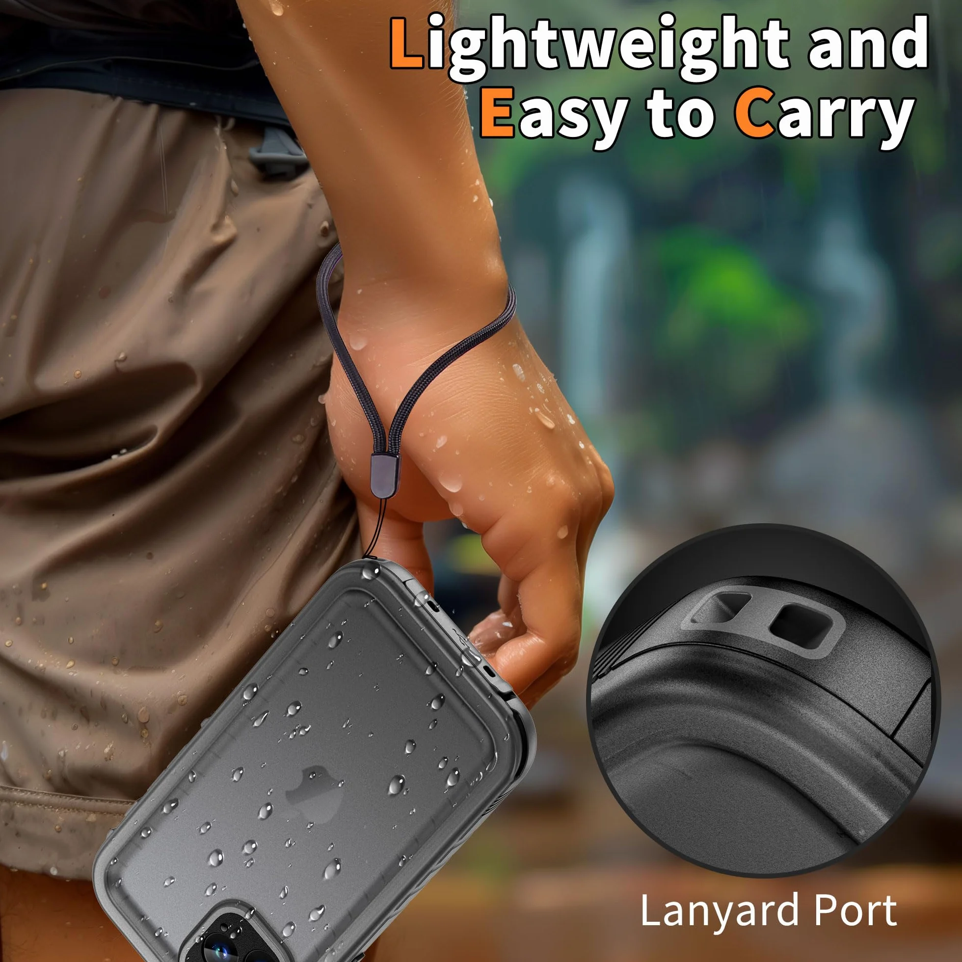 Cozycase Wojskowe Pancerne Etui do iPhone 11 Pro Wodoszczelne IP68 360 Case Z Pełna Ochroną Ekranu i Aparatu Smycz Obudowa Full Dwustronne 11Pro Waterproof Cover Czarny