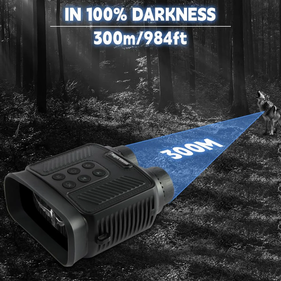 Vicloon Gogle noktowizyjne, lornetka noktowizyjna na podczerwień 4K, lornetka termiczna 5000 mAh, ładowalna lornetka termiczna z kartą 32 GB, 8-krotny zoom cyfrowy i wykrywanie ruchu zapobiegającego