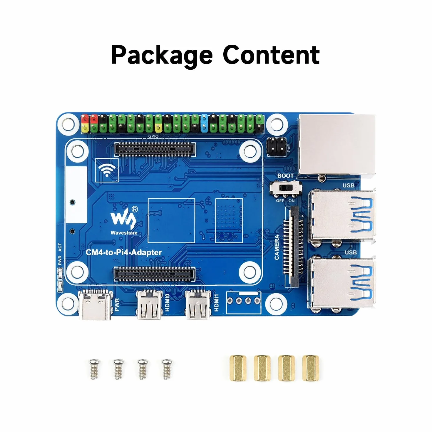 Waveshare CM4-to-Pi4-Adapter for Raspberry Pi CM4, Alternative Solution for Raspberry Pi 4B(Can be used as Pi 4B by combining the adapter with CM4)