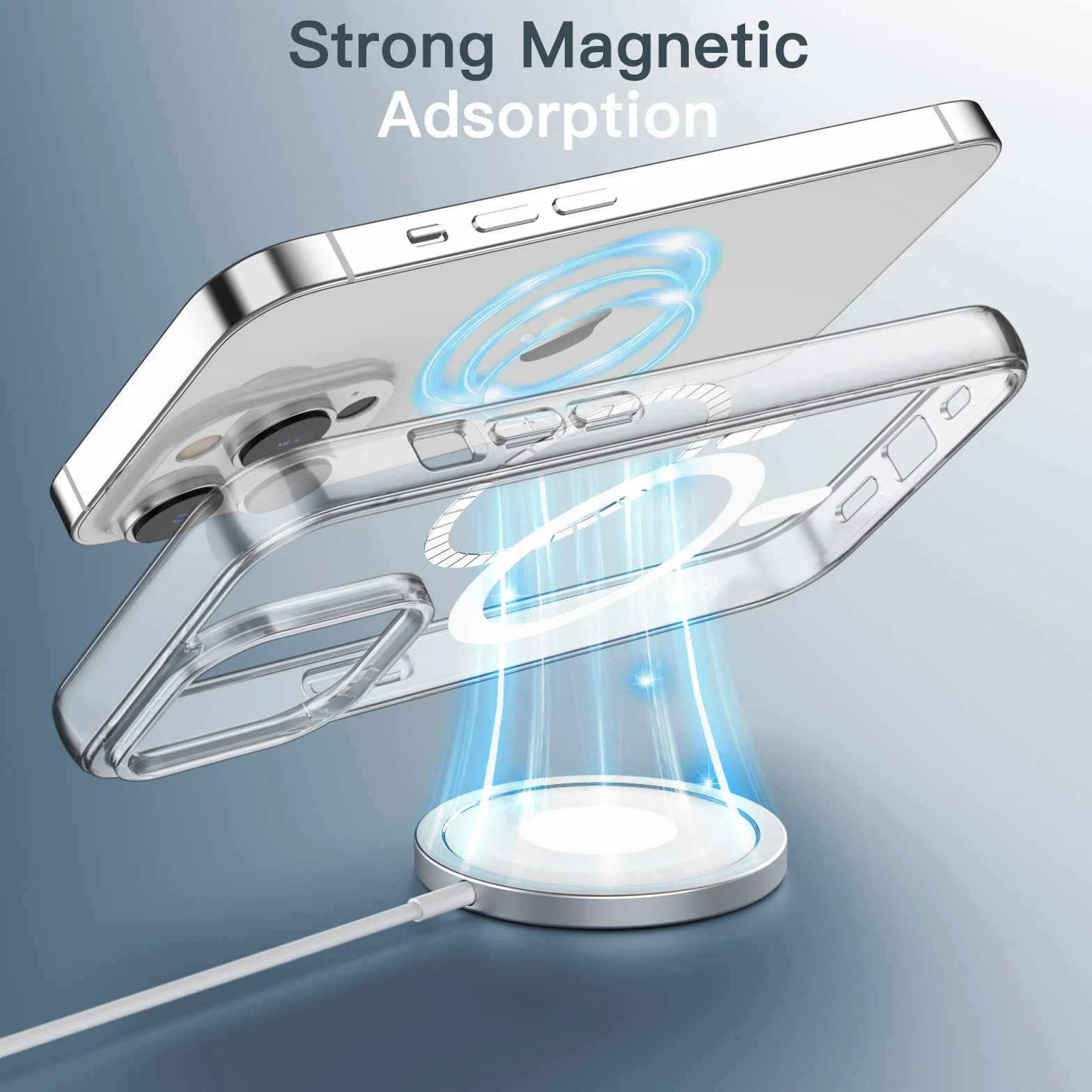 JETech Magnetyczna Etui dla iPhone 14 Pro Max 6,7 Cala Kompatybilny z MagSafe Bezprzewodowy Ładowanie, Antywstrząsowy Phone Bumper Case, Przezroczysty Tył, Odporny na Zarysowania (Przezroczyste)