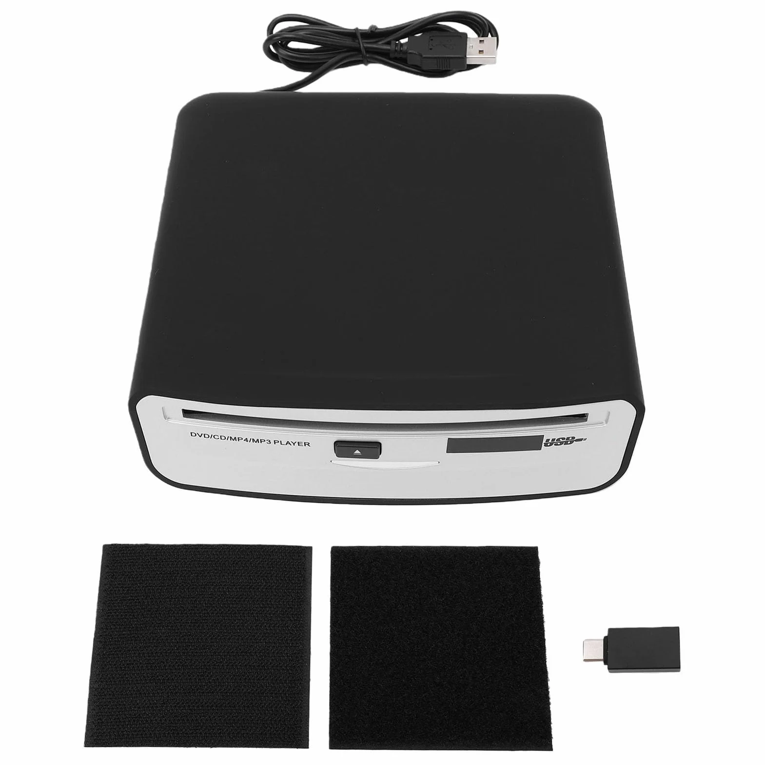 Focket Odtwarzacz CD USB do Samochodu, Funkcja Plug Play, Funkcja Anti-Skip Resume Playback Zewnętrzny Odtwarzacz CD do Samochodu, Przenośny Samochodowy o Kompaktowej Konstrukcji dla Systemu