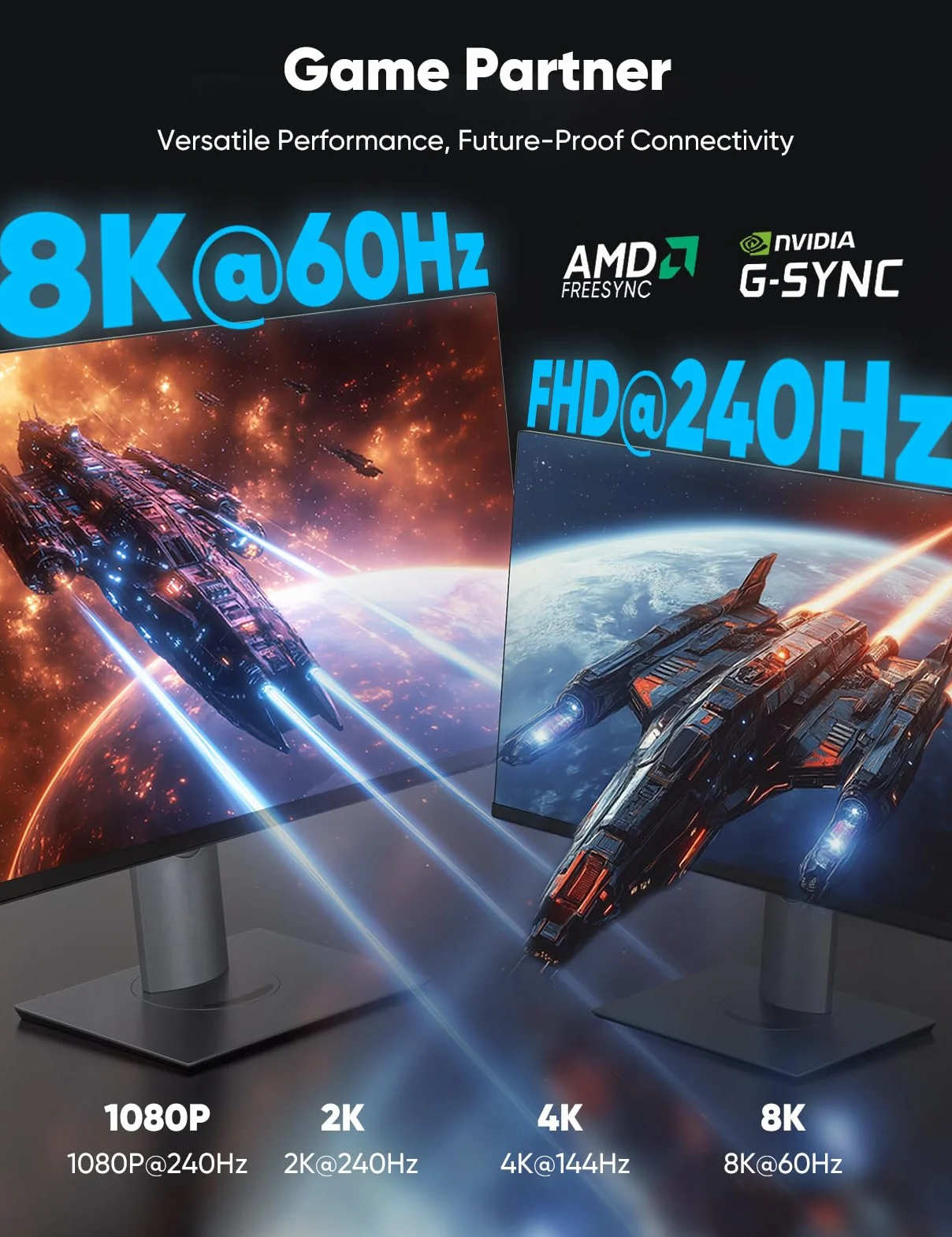 Capshi Kabel DisplayPort z certyfikatem VESA 1.4, 8K DP 60 Hz, 4K przy 144 Hz, 2K przy 240 Hz) HBR3 obsługuje 32,4 Gb/s, HDCP 2.2, HDR10 FreeSync G-Sync do monitora gamingowego 3090 Graphics PC (szary