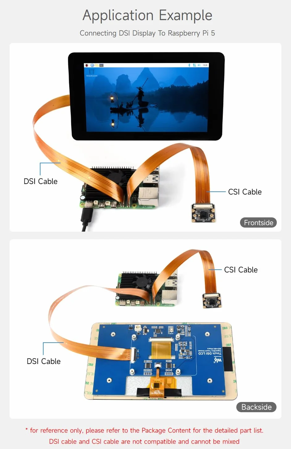 Waveshare 200mm DSI FPC Flexible Cable For Raspberry Pi 5, 22Pin To 15Pin, Suitable For DSI Display Screens