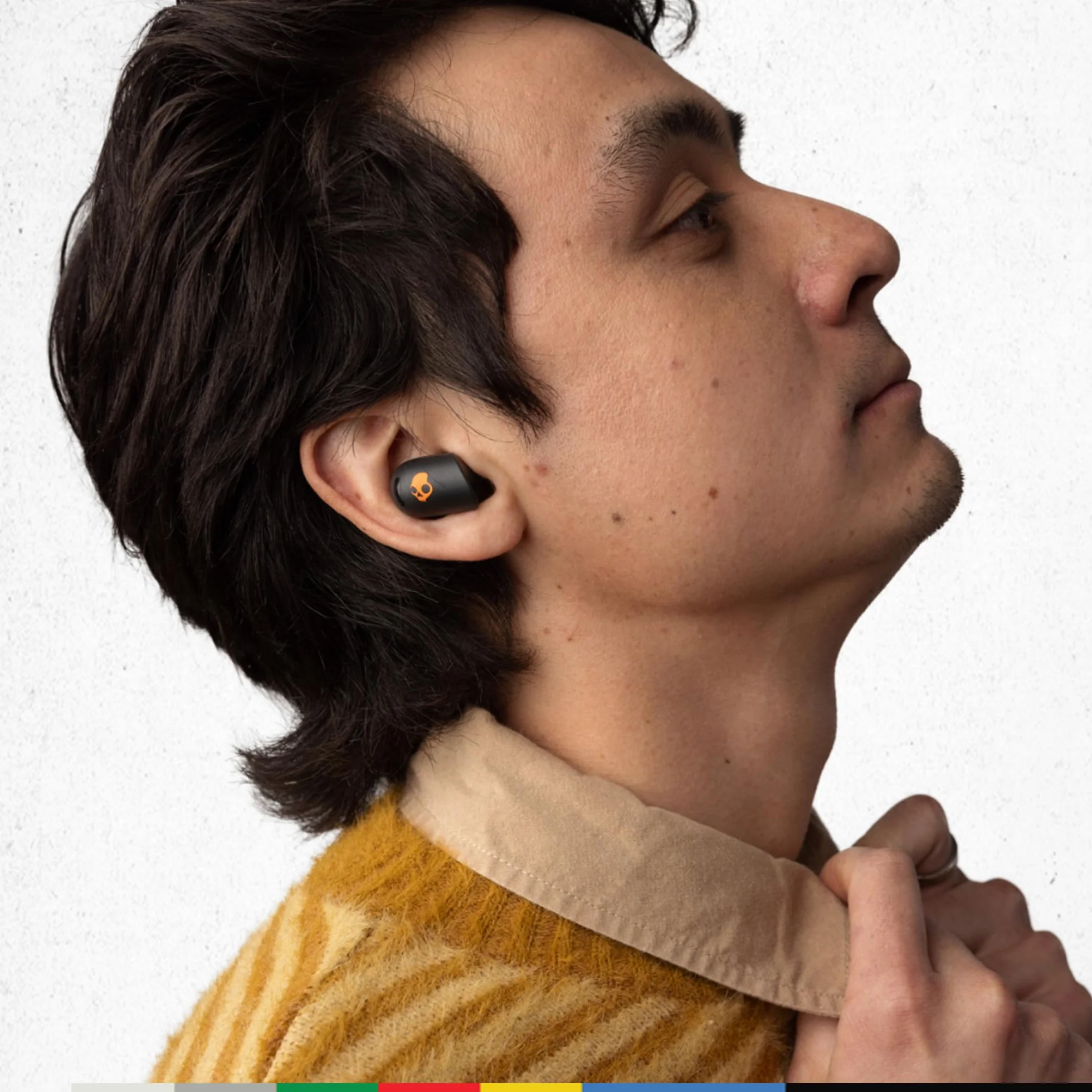 Skullcandy Sesh ANC Active, Bezprzewodowe Słuchawki Douszne z Aktywną Redukcją Szumów, 48 godz. Słuchania, Mikrofon, Obsługa iPhone’a, Androida i urządzeń Bluetooth – czarny/pomarańczowy