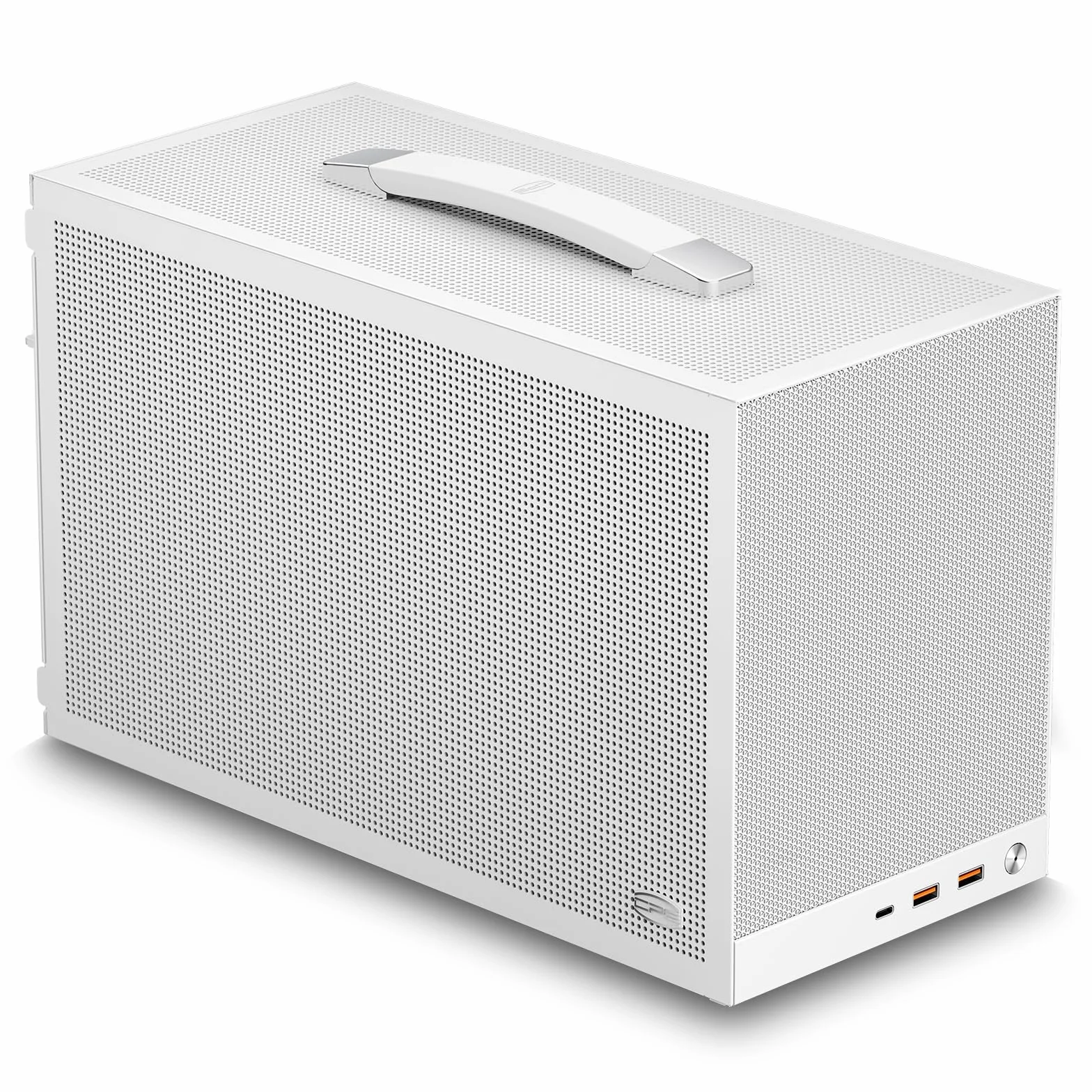 PCCOOLER K101 MESH 3F WH Mini-ITX Obudowa z kablem PCIe 4.0 Riser, Panel Siatkowy, Obsługa GPU 340mm, Chłodzenie CPU 68mm, Podwójny USB 3.0 i Type-C, Zawiera 3x 120mm Wentylatory, Uchwyt