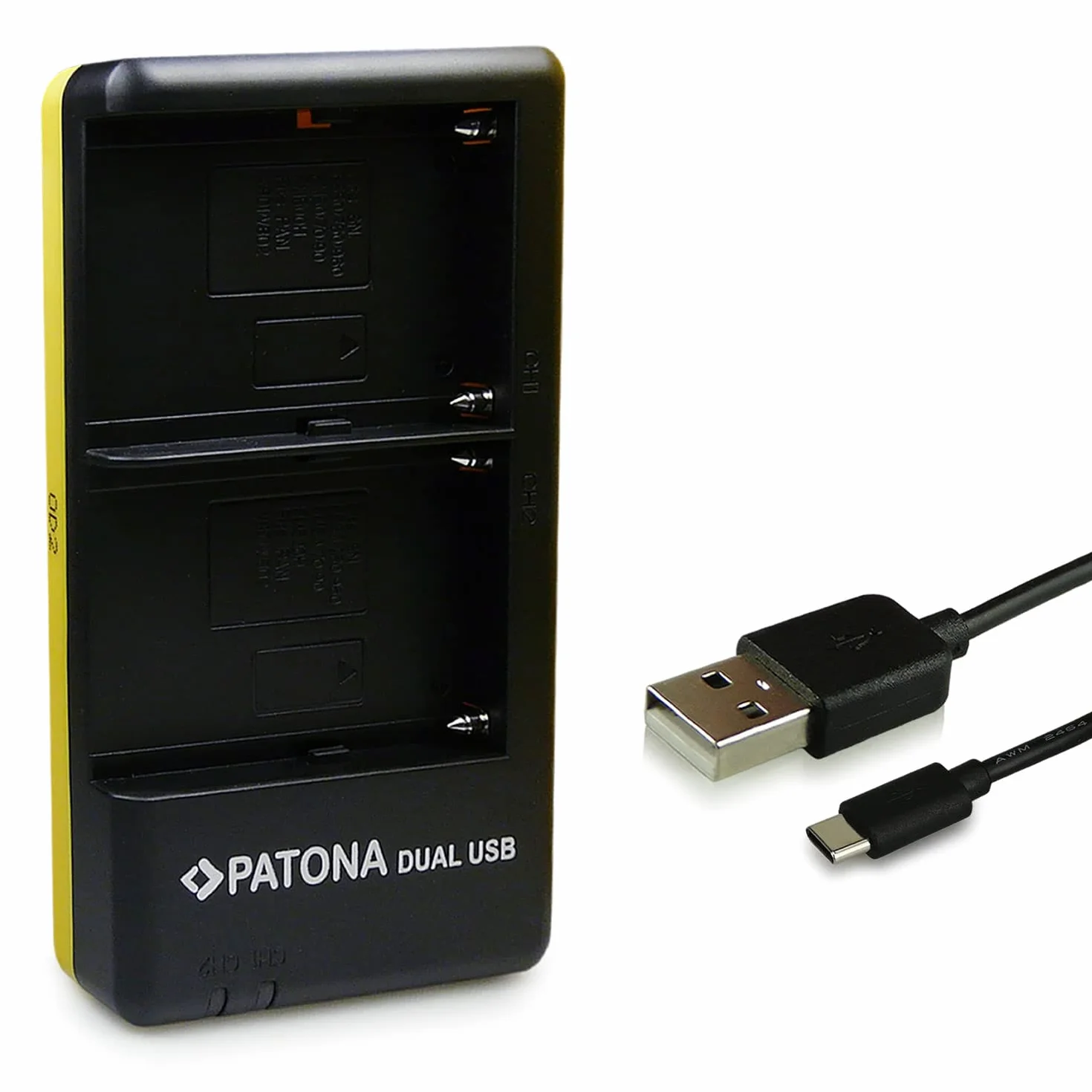 PATONA Dual Ładowarka USB-C do Sony NP-FM500H FM50 QM51 QM71 F970 | Kompaktowa ładowarka podróżna do NP-F-Serie, kamer, lampy wideo LED, monitorów i rejestratorów