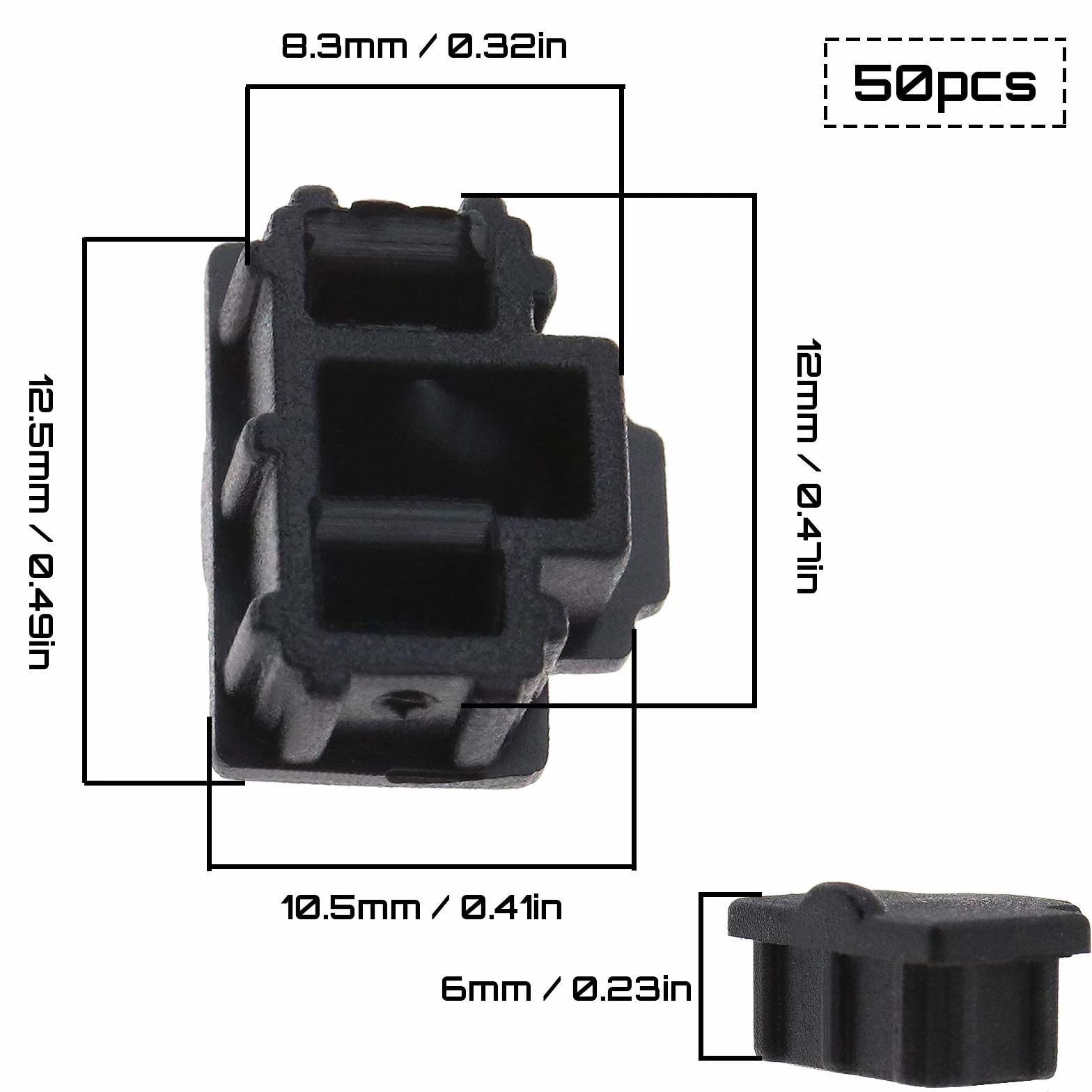 Sourcing Map RJ45 12,5 x 10,5 x 6 mm PVC Dust Cover Plug Cap 50 sztuk