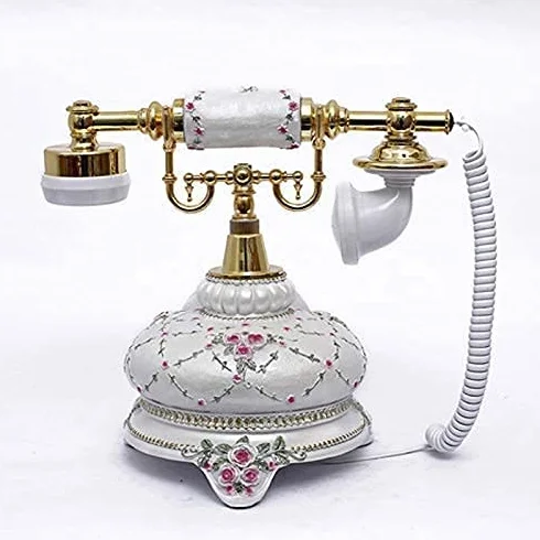 Telefon retro z tarczą obrotową Telefon stacjonarny w stylu vintage z tarczą obrotową Funkcje: tradycyjny dzwonek i przycisk tarczy