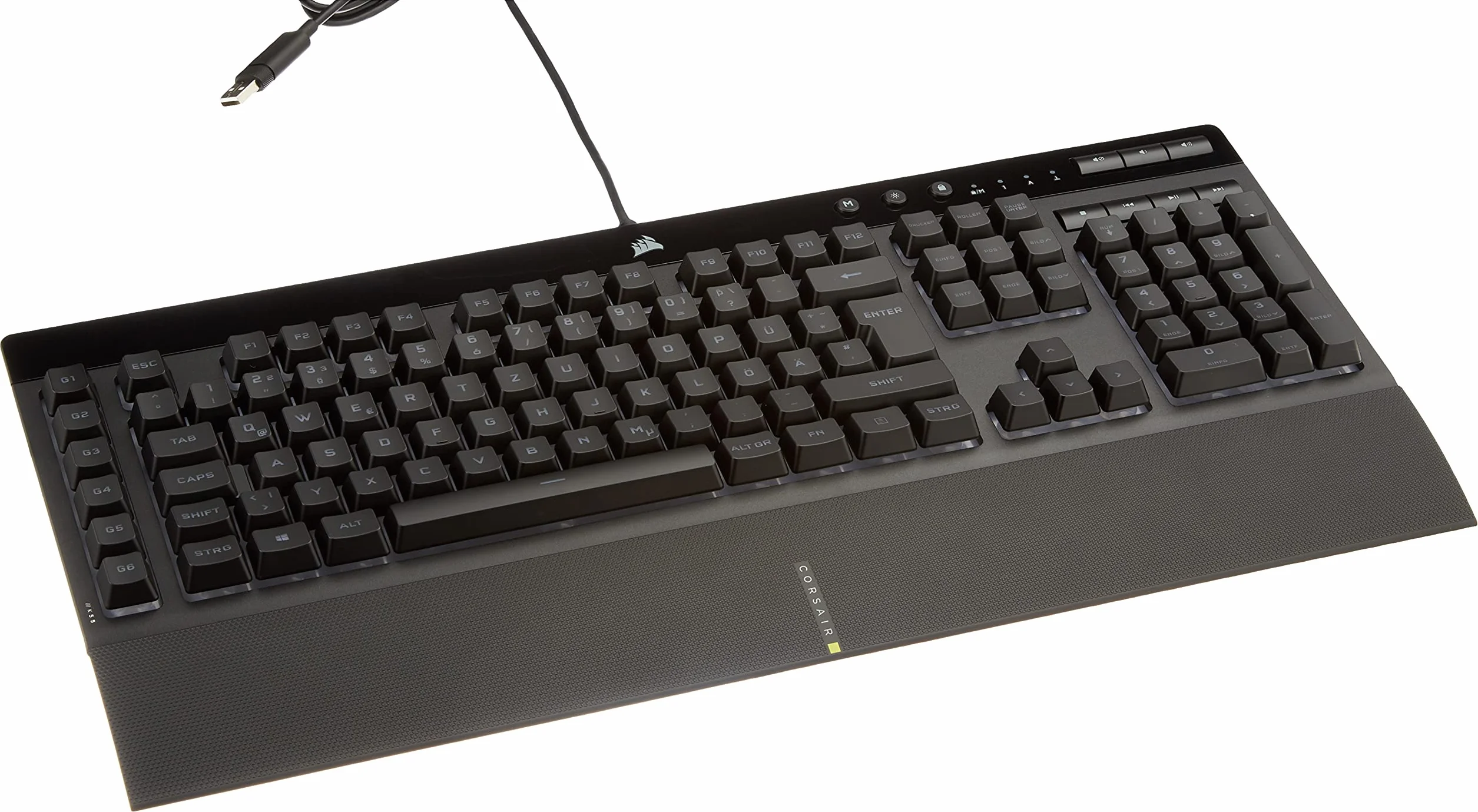 CORSAIR K55 RGB PRO przewodowa klawiatura membranowa, IP42, ochrona przed kurzem i wodą rozbryzgową, 6 przycisków makro z integracją Elgato, kompatybilna z iCUE, QWERTZ DE, PC, Mac, Xbox, czarna