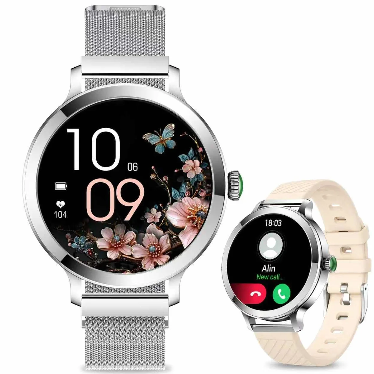 Damski smartwatch Efolen z funkcją telefonu, Inteligentny zegarek z ekranem dotykowym 1,1 cala, Zegarek z trybami sportowymi 110+, Monitor pracy serca, Miesiączka SpO2, monitor snu,Monitor fitness