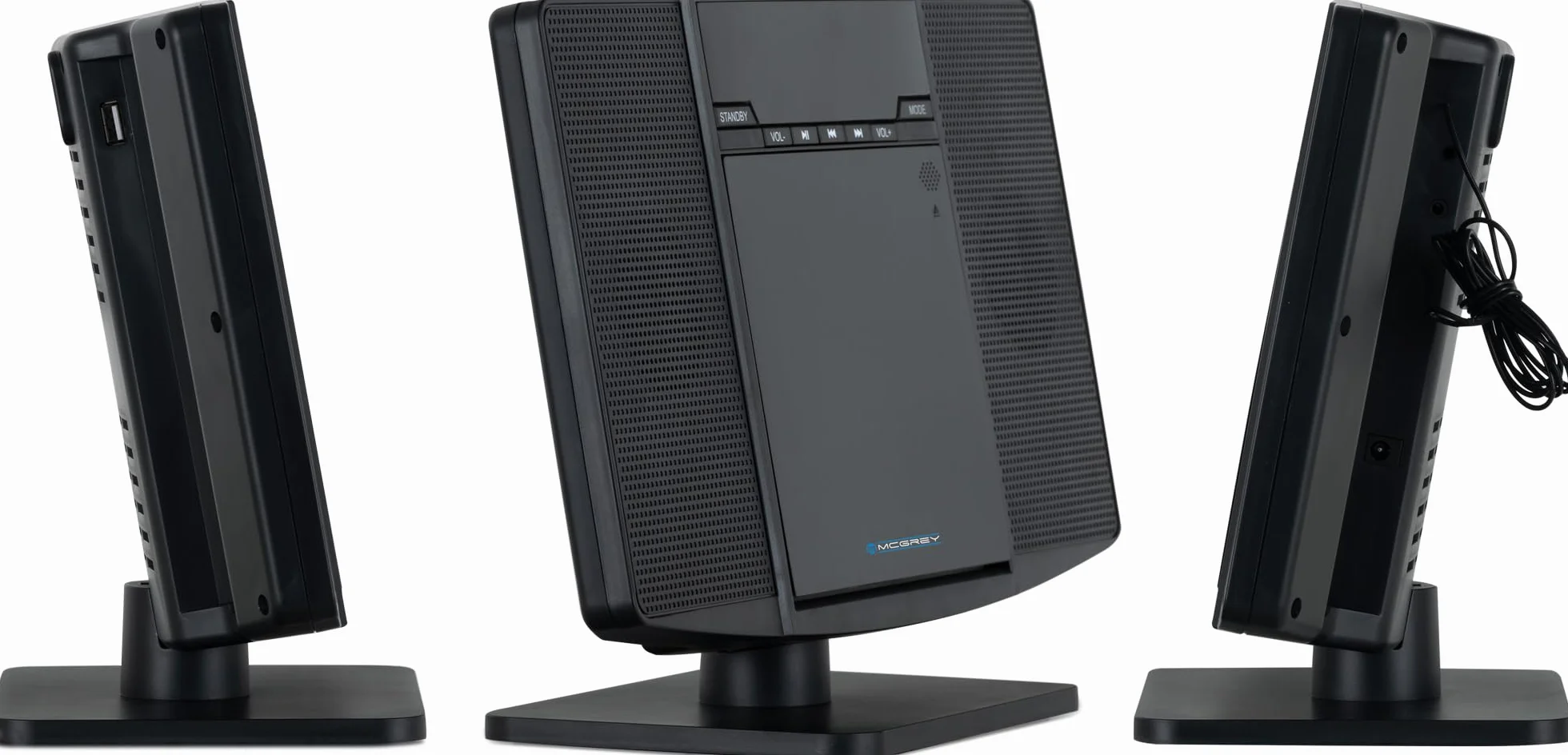 Beatfoxx McGrey MCD-60 pionowa wieża stereo – kompaktowy system HiFi z odtwarzaczem CD/MP3, gniazdem USB, streamingiem Bluetooth i radiem UKW/MW, AUX-In, pilot zdalnego sterowania, 2 x 3 W RMS, kolor