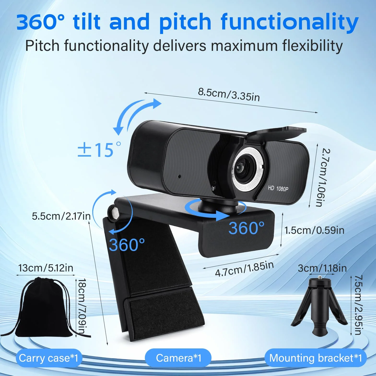 Kamera internetowa Full HD 1080P USB z mikrofonem dla PC laptopa