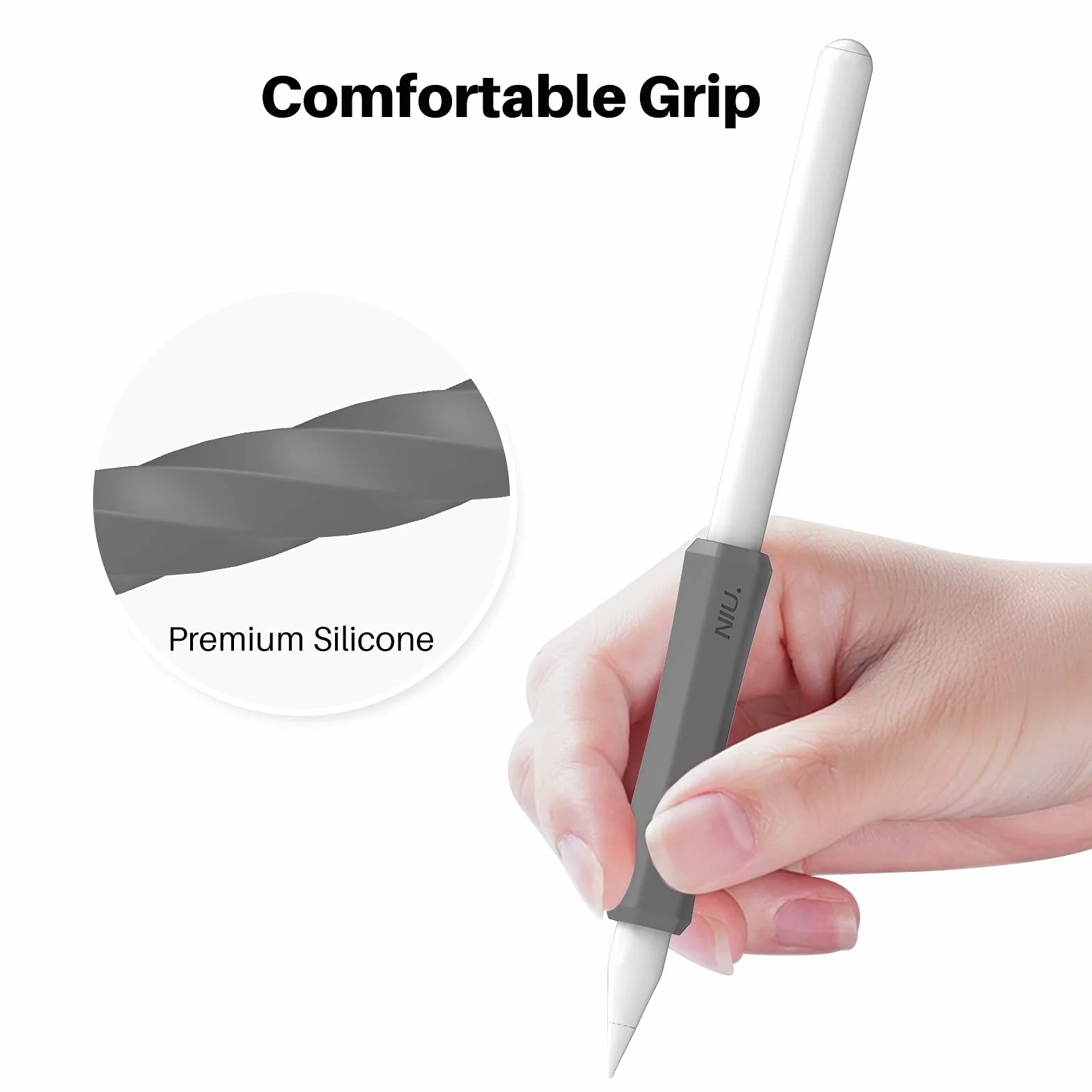 NIUTRENDZ Silikonowy uchwyt do Apple Pencil 2. generacji i Apple Pencil (USB-C) ergonomiczna konstrukcja pokrowiec ochronny biały szary czarny