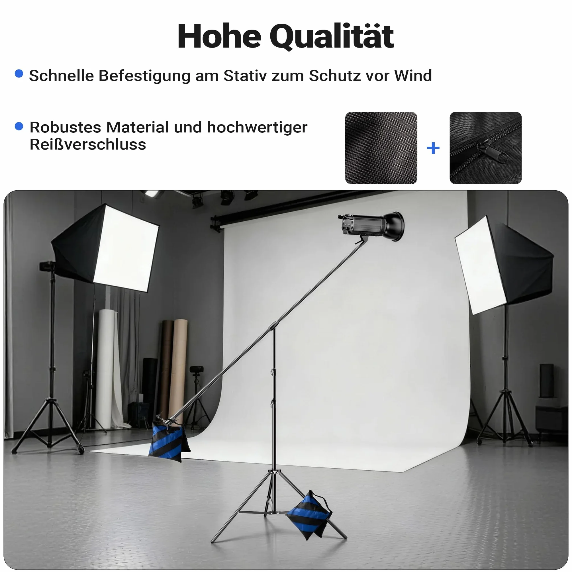 Walimex pro Zestaw statywu oświetleniowego WT-806 + worek z piaskiem, statyw fotograficzny o wysokości do 256 cm z amortyzacją sprężynową i workiem na obciążenie, który można napełnić