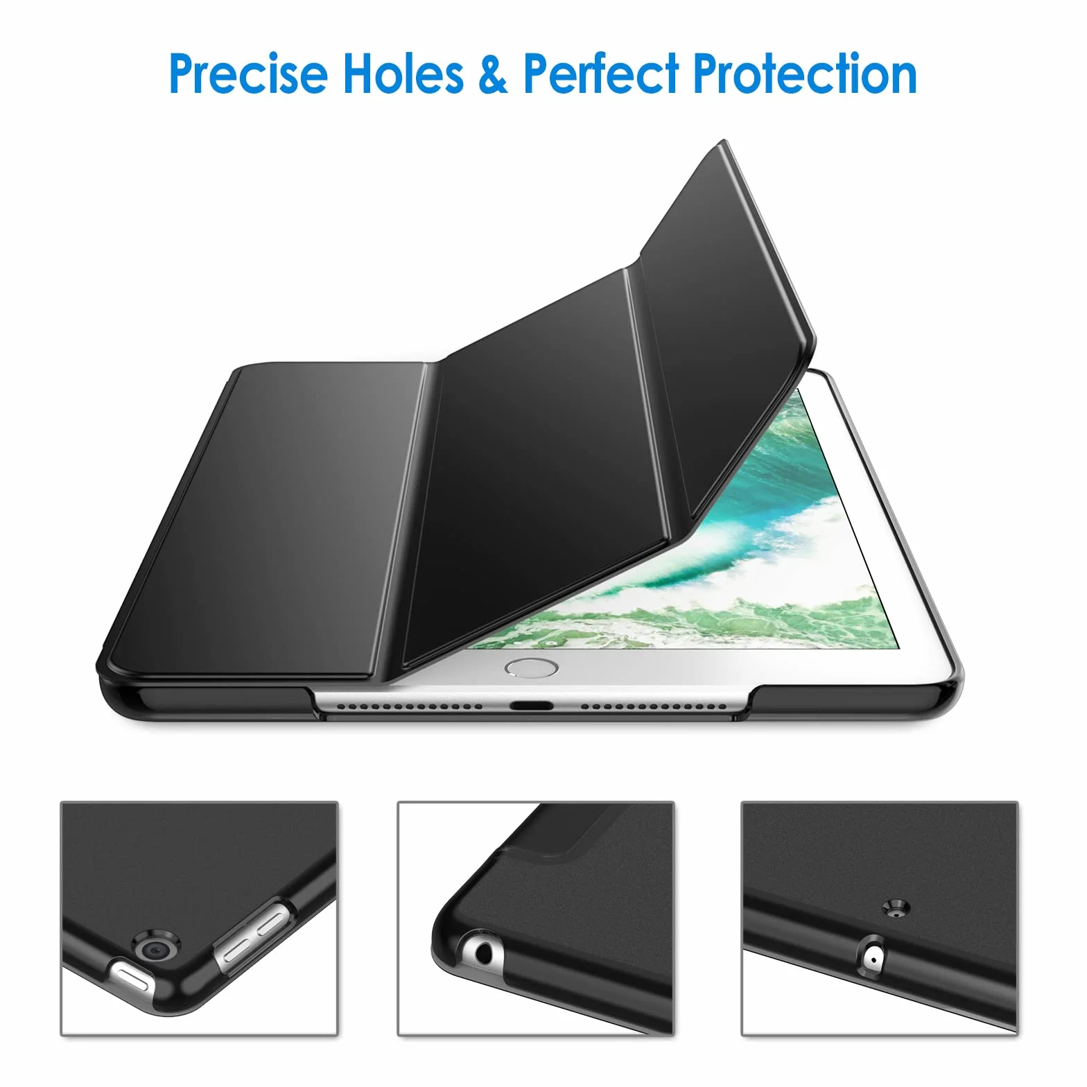 JETech Etui iPad 9,7 Cala 2018/2017 6. 5. Generacji Smart Cover Automatyczne Budzenie Usypianie Czarny