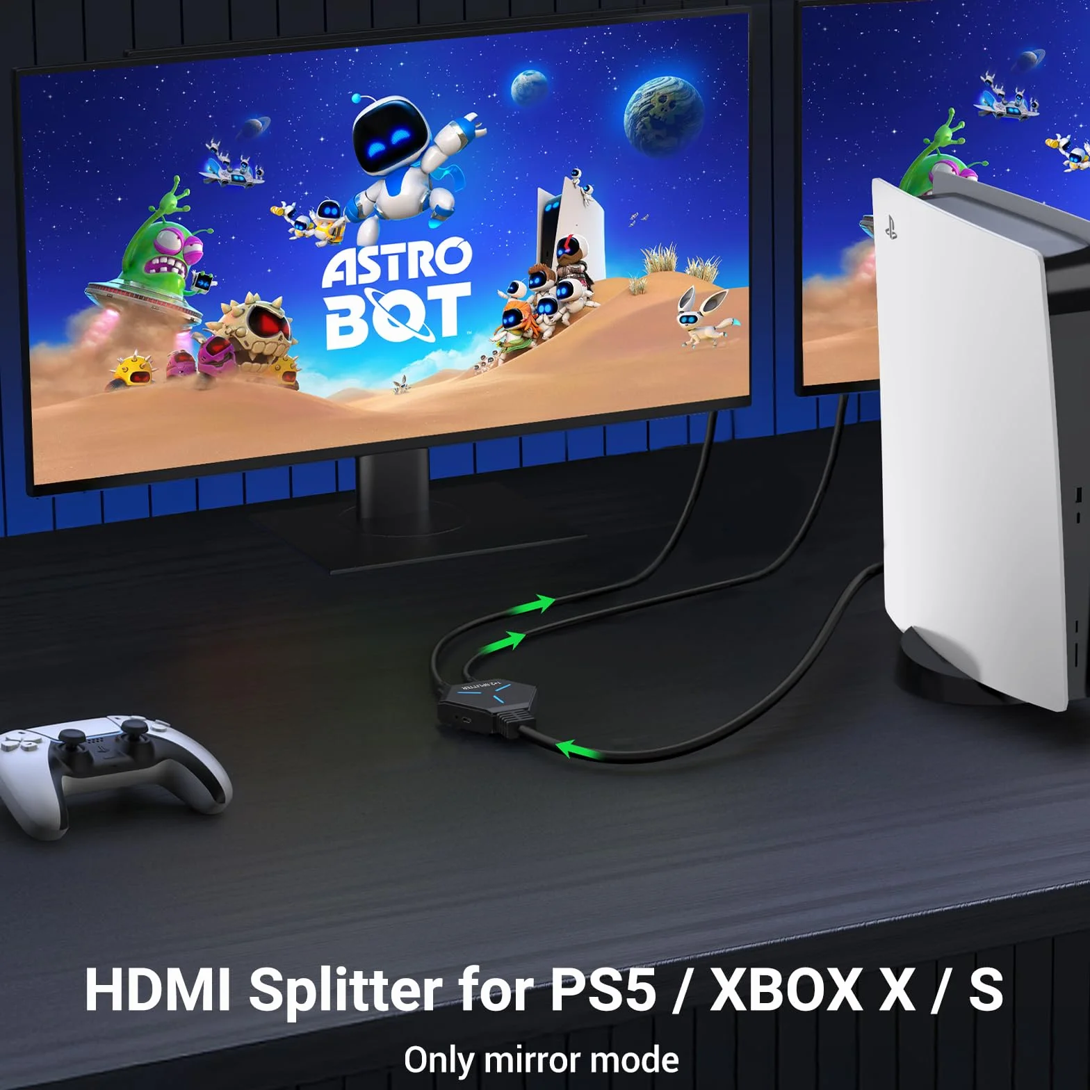 KiWiBiRD Rozdzielacz HDMI 1 w 2 wyjście do daul monitorów, splitter adapter HDMI lustrzane ekrany dwukierunkowy 4K 2160p 1440p 1080p HDCP, kompatybilny z TV Laptopa Gier PC PS5 PS4 Projektor