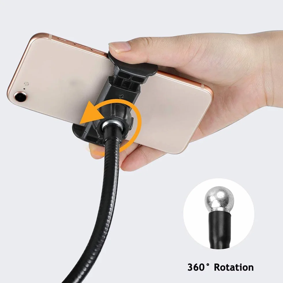 Stojak na telefon z uniwersalną śrubą 1/10.2 cm, klips do leniwego wspornika, elastyczny zacisk 360°, do telefonu i kamery internetowej