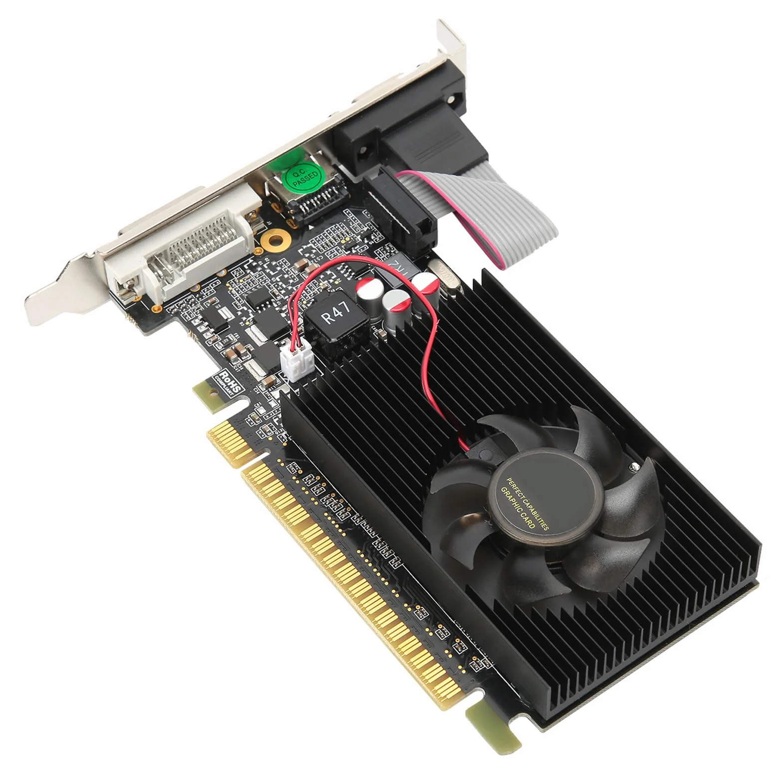 GT730 2 GB Pojedynczy Wentylator DVI HDMI VGA Karta Graficzna do Gier, 64 Bity, DDR3, 810 MHz, PCI Express 2.0, Karta Graficzna o Niskim Poziomie Hałasu do Komputerów Stacjonarnych