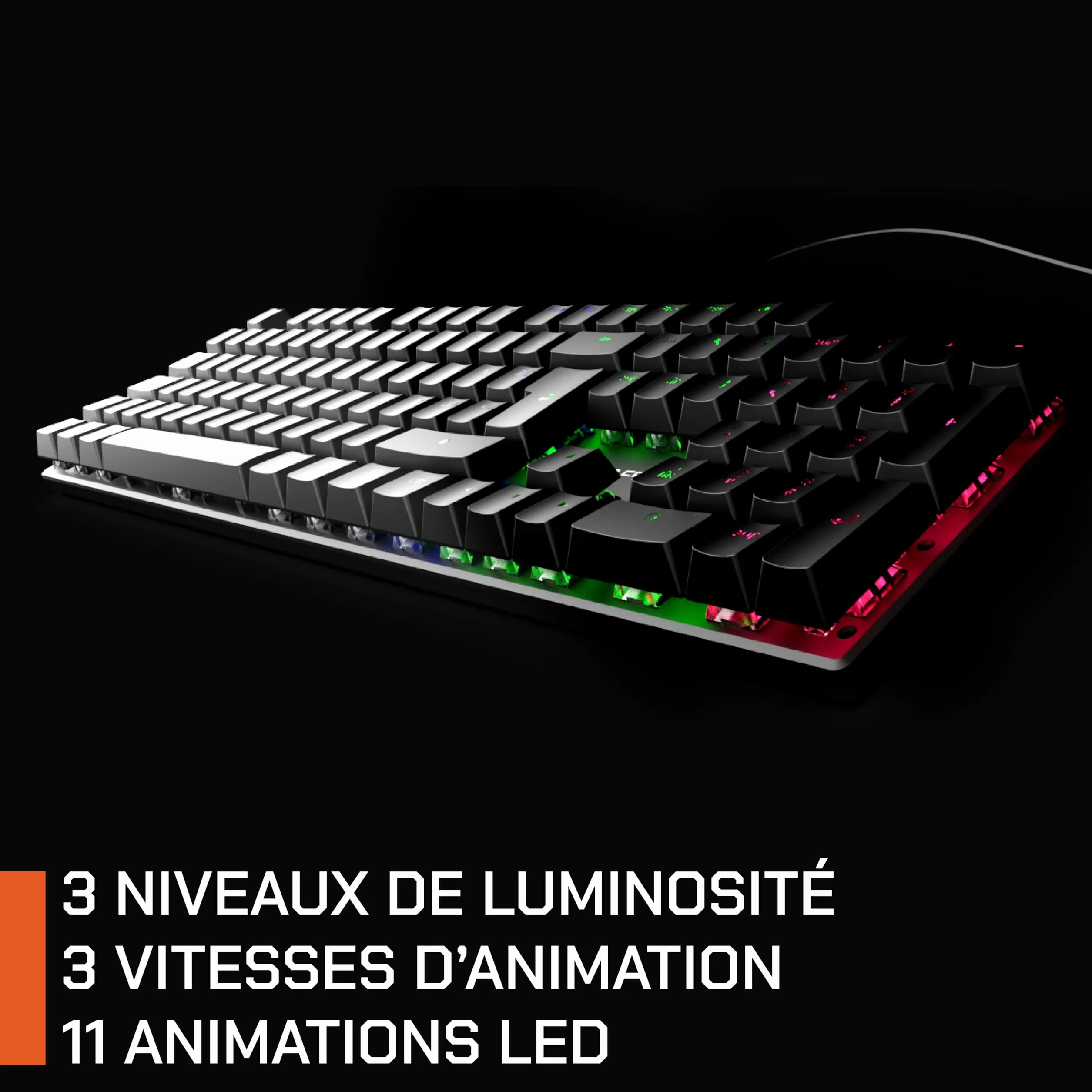 NOVA GAMING HERCULE - Przewodowa mechaniczna klawiatura do gier USB - klawiatura dla graczy, podświetlenie RGB, 104 klawisze, w tym 26 anty-ghostingowych, AZERTY French - kompatybilna z PC Gaming,