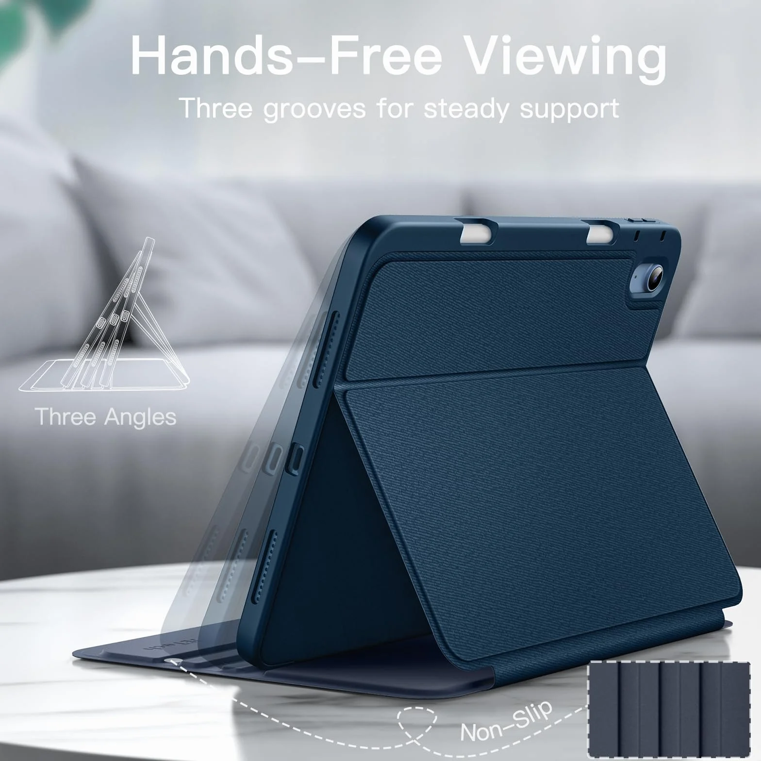 JETech Etui iPad 11./10. Generacji 2025/2022 z Pencil Uchwyt, Folio Podstawka Ochronna, Granatowy
