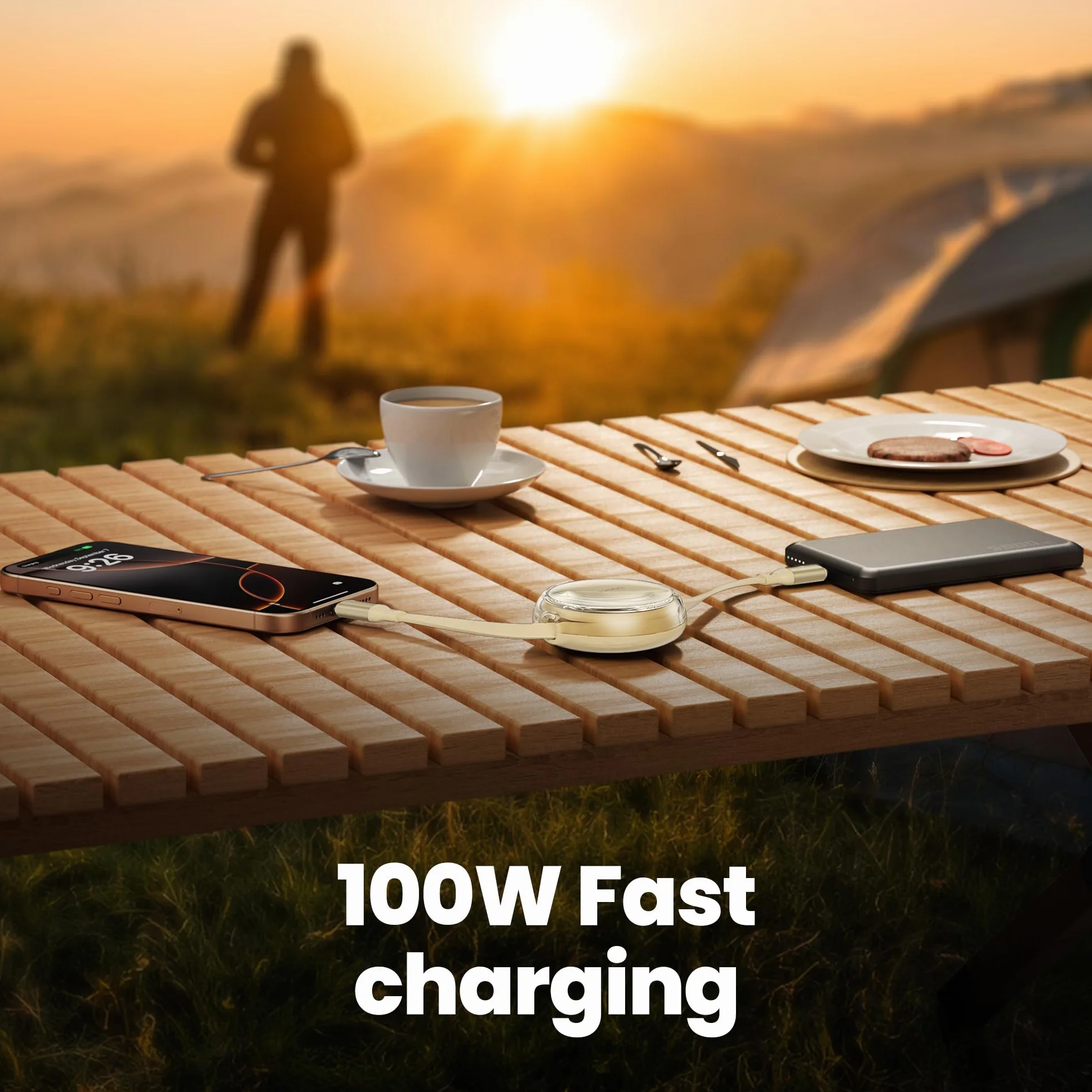 toocki 100W zwijany kabel USB C, zwijany kabel USB C do USB C, zwijany kabel ładowarki do iPhone'a, szybkie ładowanie do iPhone'a 16/iPada/MacBooka/Samsunga S24, niezbędne w podróży