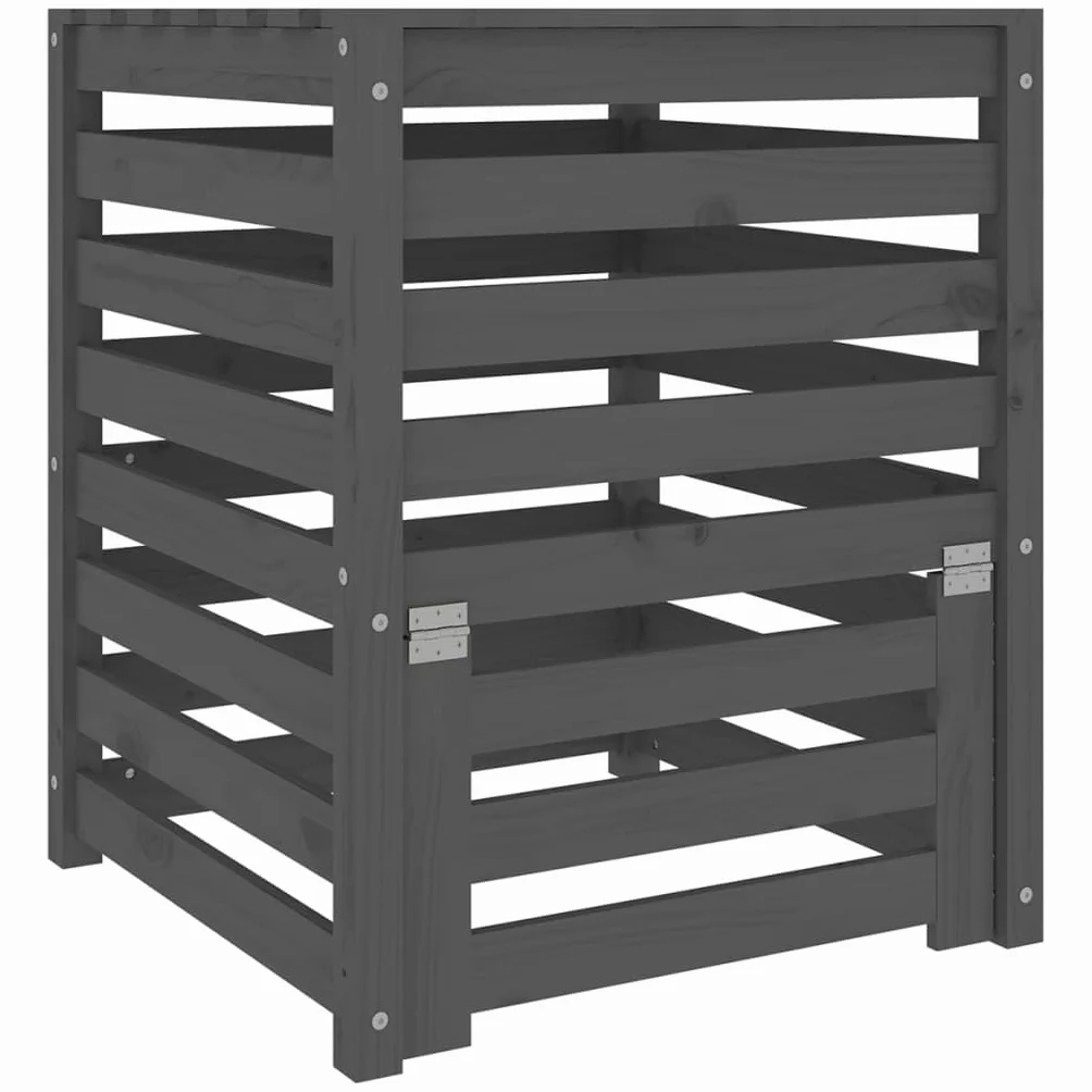 vidaXL Kompostownik z litego drewna sosnowego szary 63,5x63,5x77,5 cm