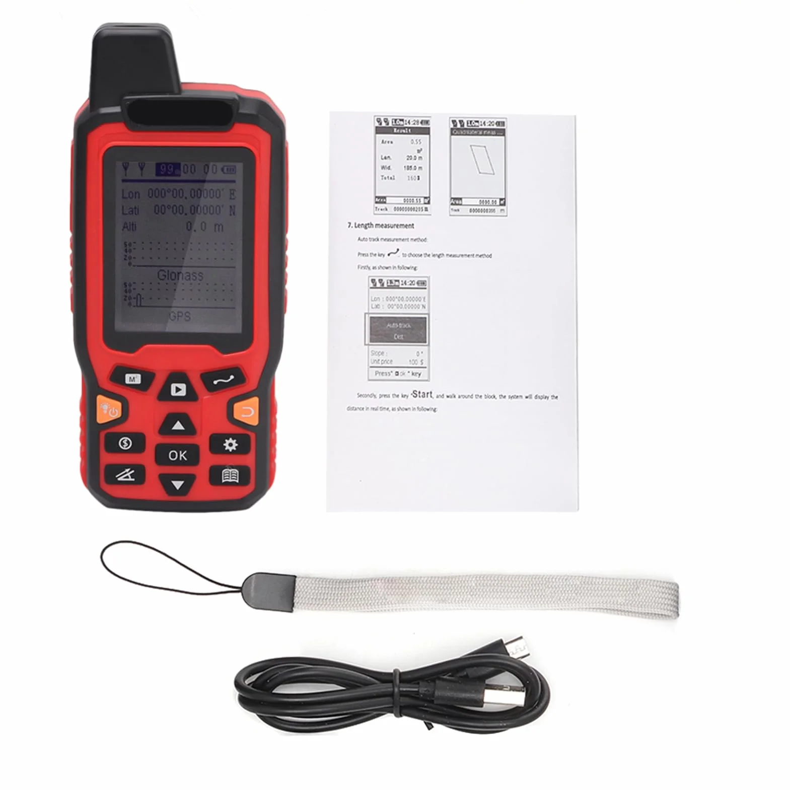Keenso ZL-180 GPS Handheld Navigation Track Obszar Torta z Wyświetlaczem w Czasie Rzeczywistym i Akumulatorami o Dużej Pojemności, Idealny dla Geoderzy i Przygody na świeżym Powietrzu (wtyczka UE)