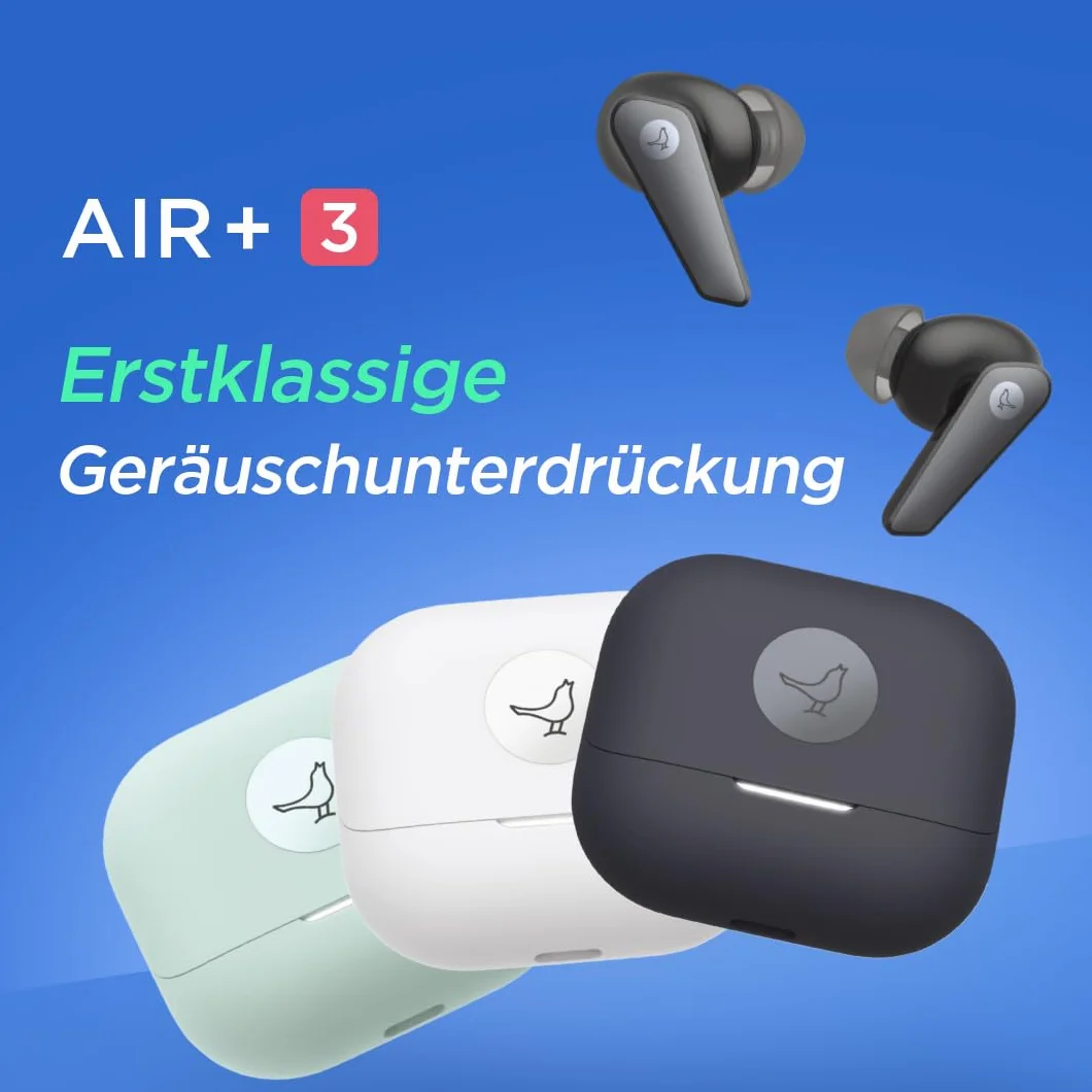 Libratone Air+ 3 True bezprzewodowe słuchawki douszne z aktywną redukcją szumów (dźwięk Hi-Fi, akumulator 24 h, ANC, redukcja szumów, IP54, Bluetooth 5.2) (czarne)