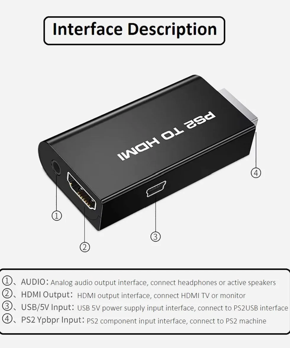 Adapter RCA na HDMI, konwerter wideo RCA na HDMI, Mini RCA Composite AV CVBS 3RCA na HDMI konwerter wideo adapter obsługuje PAL NTSC do PC Laptop VCR Xbox PS4 PS3 TV STB VHS kamera