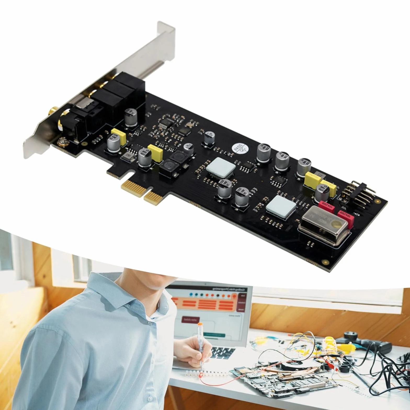 Karta dźwiękowa PCIE stereo wewnętrzny do PC ST113 SSS1700 chip adapter do kina domowego dźwięk kina domowego
