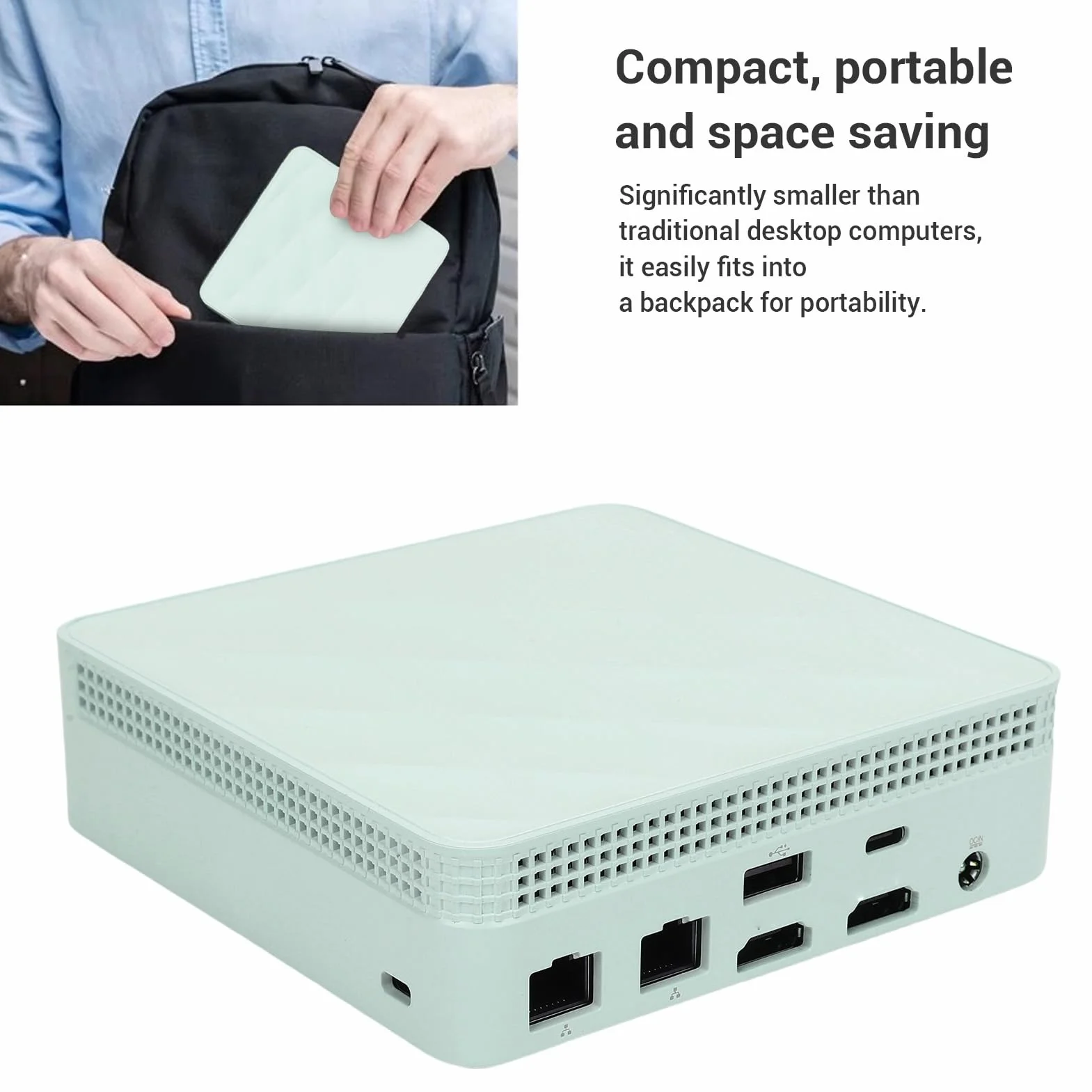 Vikye Mini PC z N100, Podwójnym Wi-Fi i Bluetooth, Gigabit Ethernet, Kompaktowym Małym Komputerem Stacjonarnym do Użytku w Domowym Biurze (16G i 1 TB Zielony)