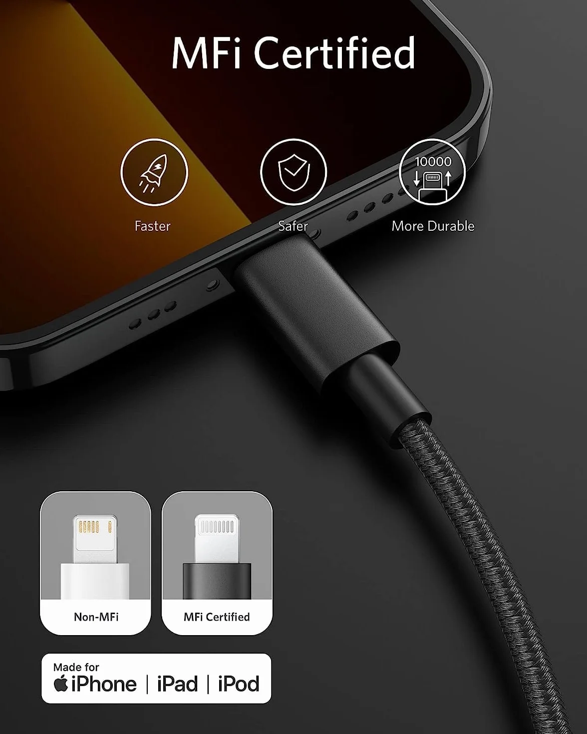 Anker Kabel USB C do Lightning, kabel 331, nylonowy przewód do szybkiego ładowania (1,8 m, certyfikat MFi) do iPhone'a 14/13/12/11/X,AirPods Pro, obsługuje zasilanie