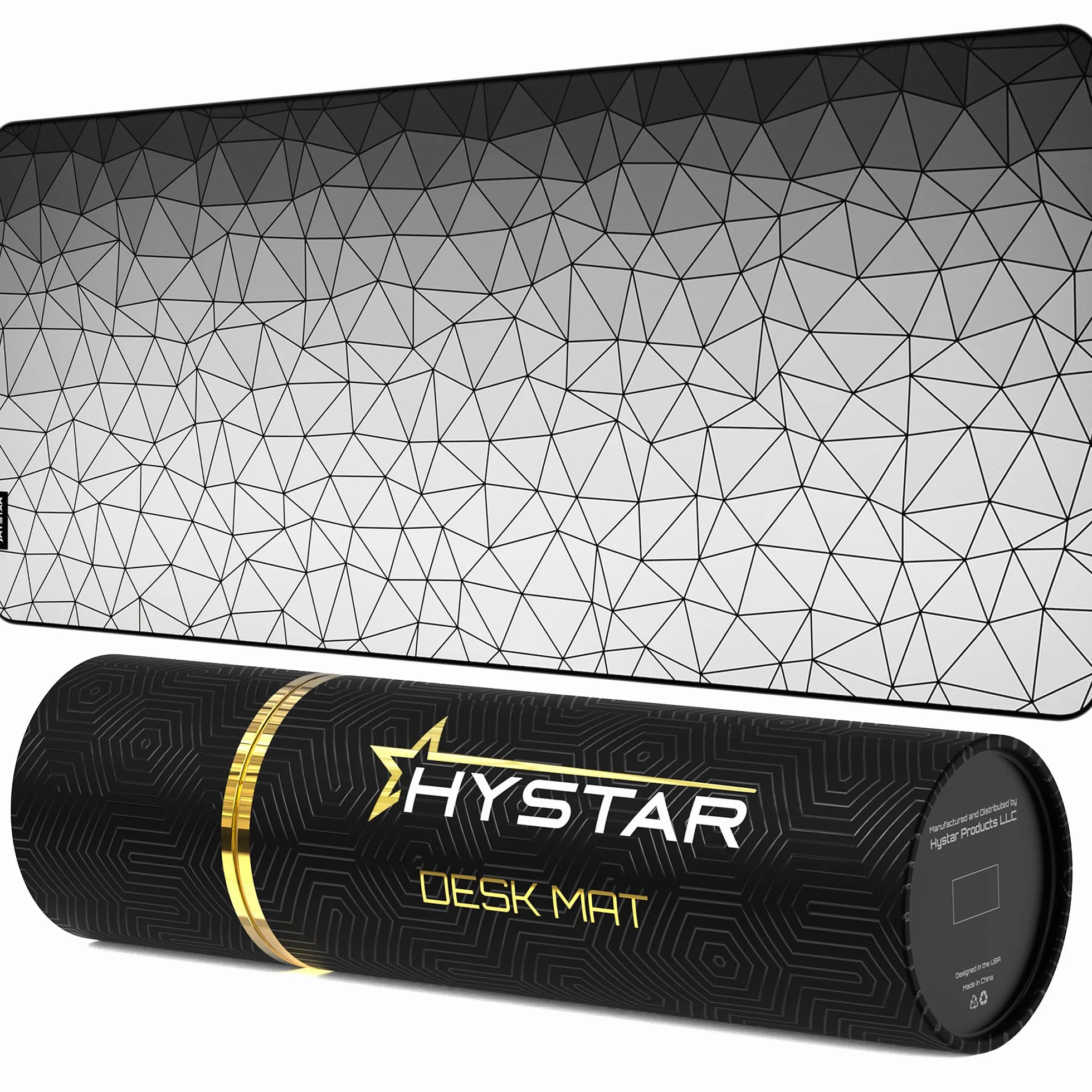 Hystar Rozszerzona podkładka pod mysz do gier | XXL 91 cm x 40 cm | grubość 5 mm, wodoodporna powierzchnia, gładka tkanina poliestrowa i podstawa z naturalnej gumy | Poly White