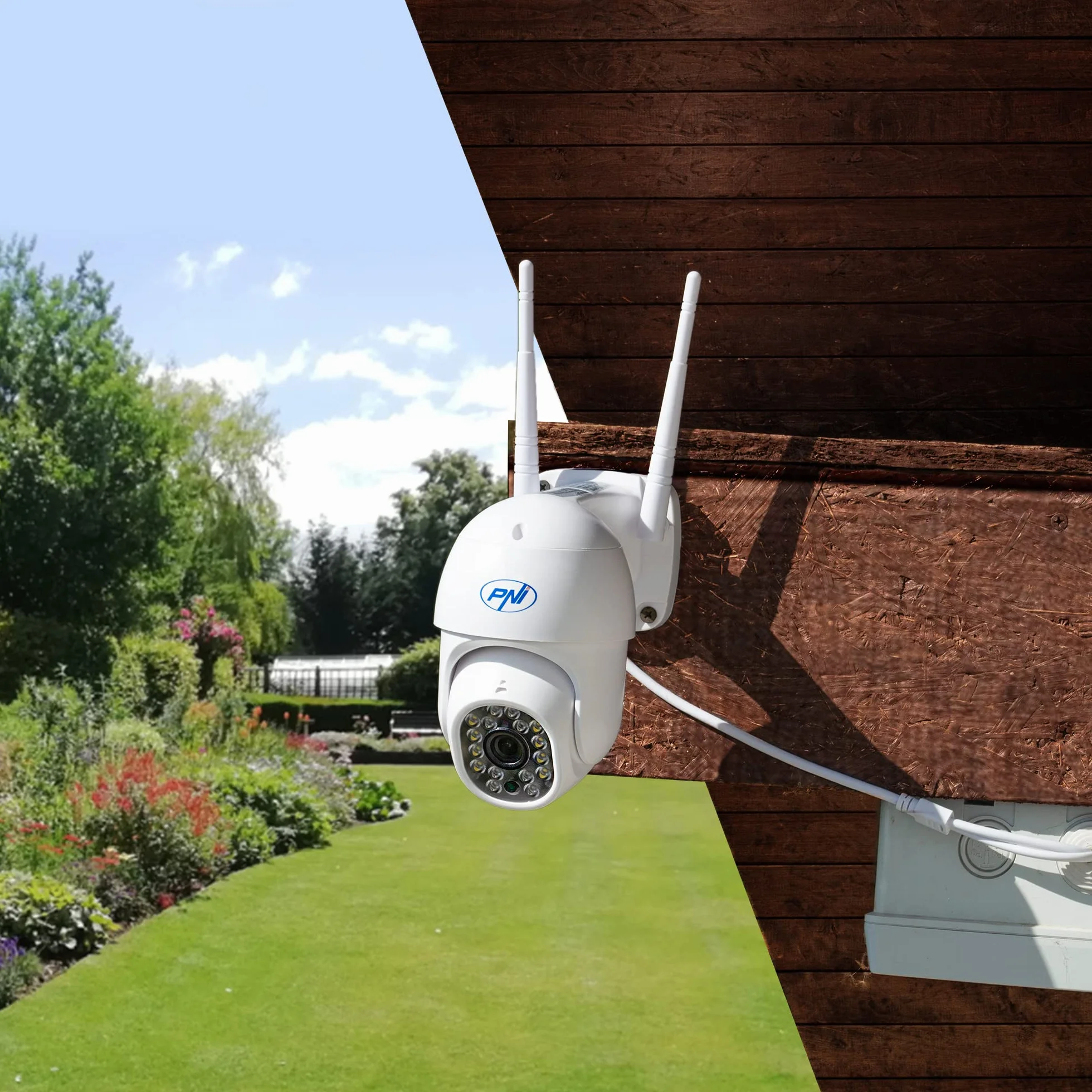 PNI 3-częściowy zestaw IP440 WiFi PTZ bezprzewodowa kamera do monitoringu wideo, 4 MP, zoom cyfrowy, gniazdo micro SD, samodzielna, alarm wykrywania ruchu, śledzenie ruchu