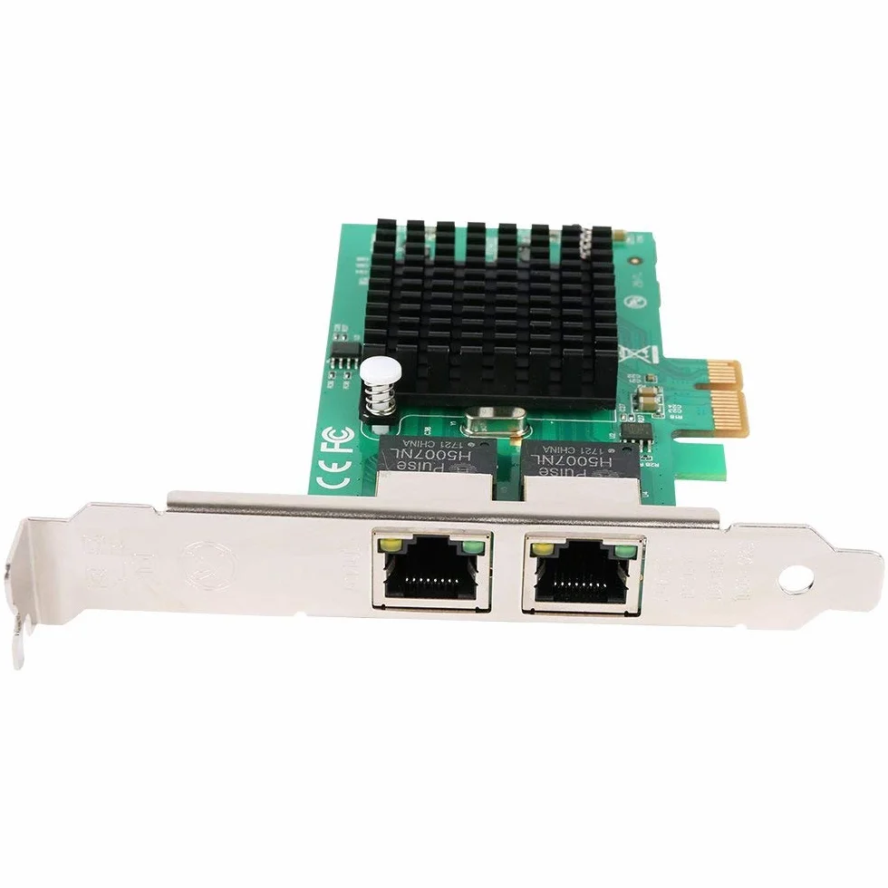 Karta sieciowa Gigabit Ethernet Pci-E 10/100/1000Mbps, Rj45 X2 Dual 2 Porty Pcie Server Interfejs LAN Karta Konwerter Adapter do Komputera PC Niski Wsparcie