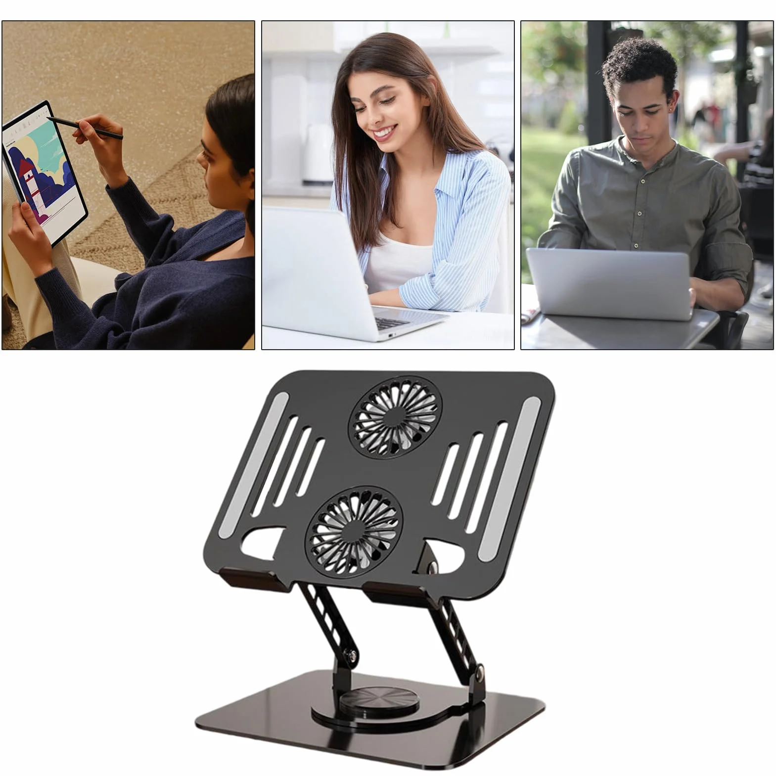 Podstawka do laptopa Przenośny Chłodzący Akcesoria Komputerowe | 360° obrotowy ergonomiczny pod laptop do domu, sypialni, biura, podróży, studiów, pracy, dla