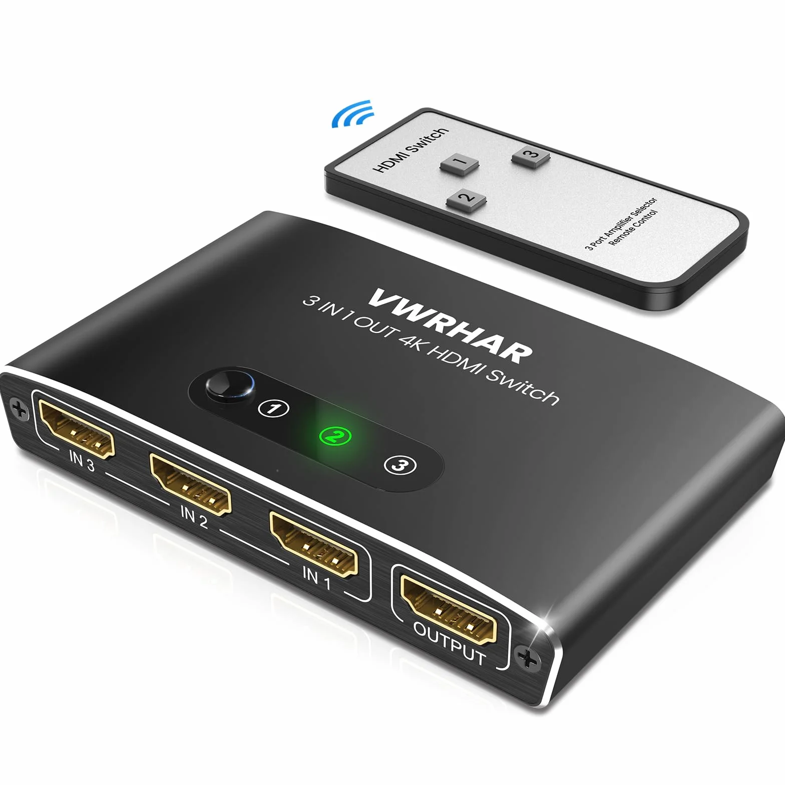 Przełącznik HDMI 3 w 1 Rozdzielacz 4K UHD, Metalowy Przełącznik 4K 30 Hz 3D HDCP1.4 dla PS5/PS4/Xbox