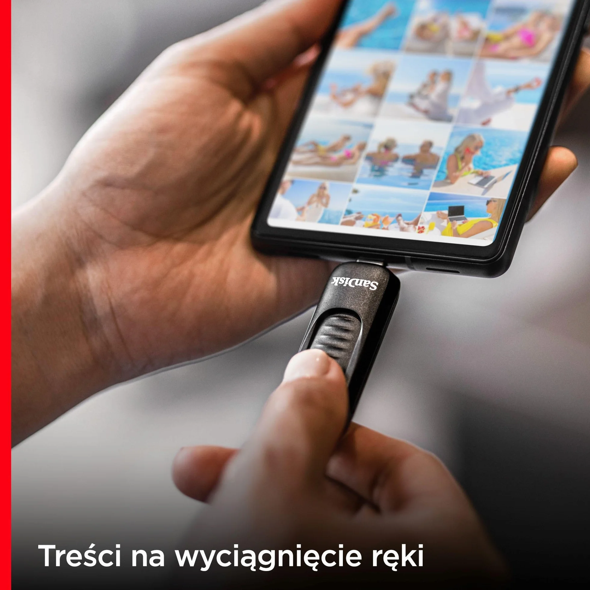 SanDisk Ultra Slider Pamięć Flash USB Typu C 512 GB, Duża Wydajność, Prędkość Odczytu Do 400 MB/s, USB 3.2 Gen 1, Chowane Złącze, Brelok, Czarny