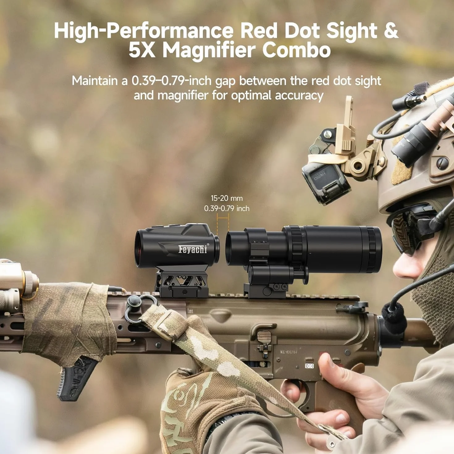 Feyachi M57 1.5-5X Red Dot Lupa & V90 Luneta 2 MOA Red Dot Sight z bocznym montażem pasuje do szyn 21 mm/22 mm
