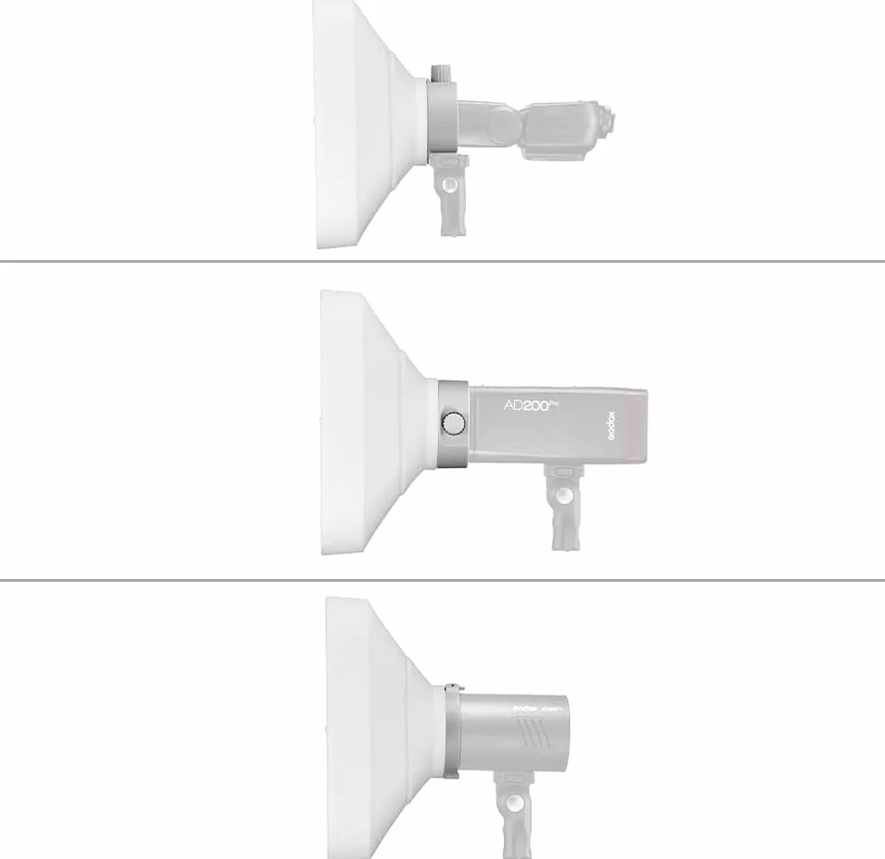 Godox ML-CS1625 Zestaw Soft Tent z 3 adapterami, kompatybilny z Godox V1Pro, AD200Pro II, AD100Pro, AD300Pro, AD400Pro, V860III, V850III, TT685II, ML30, ML30Bi, ML100Bi, ML60Bi, ML60IIBi, itd | V1Pro AD200Pro II, AD100Pro, AD300Pro, AD400Pro, V860III V850